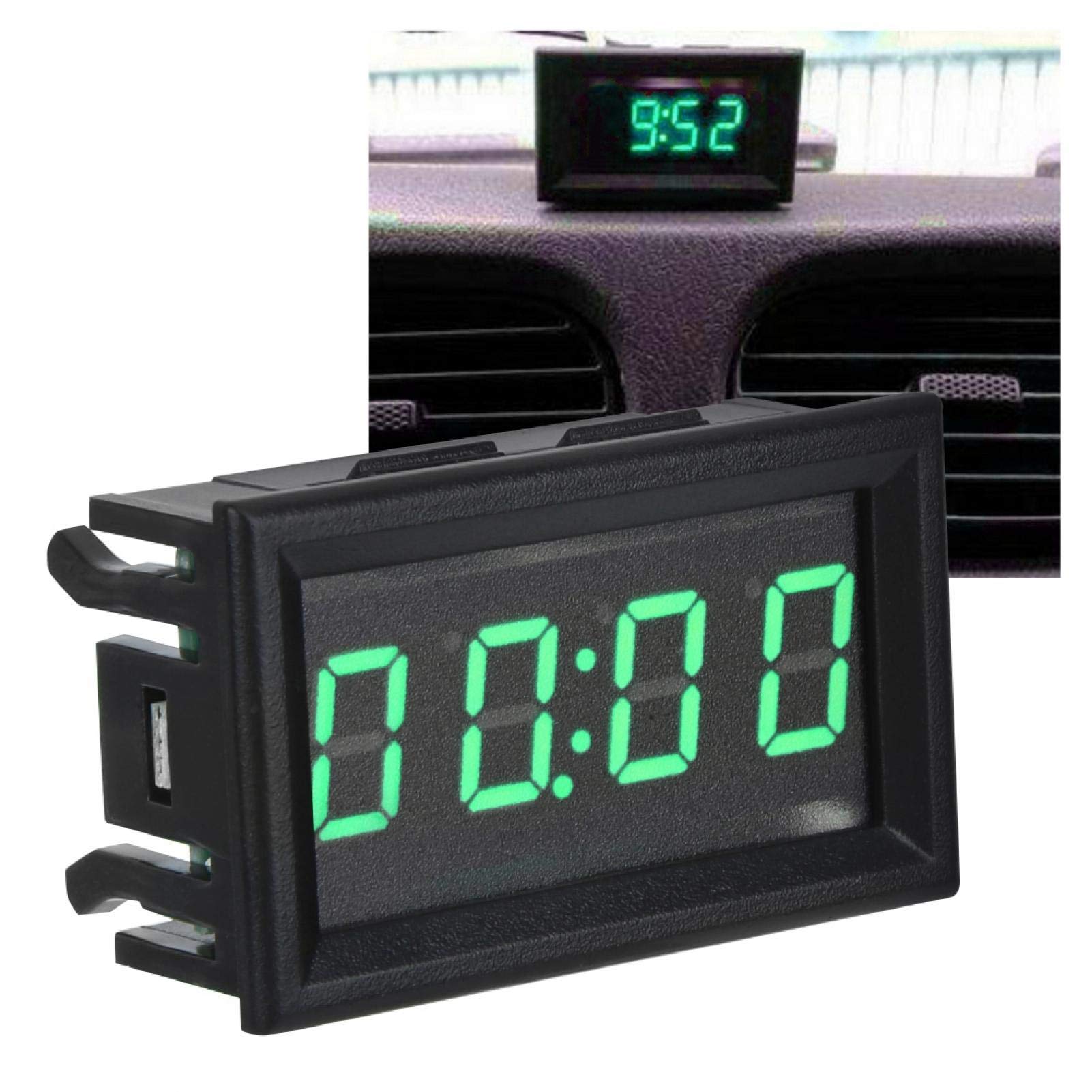 Yctze YB27T LED Electronic Digital Luminous Car Watch Clock Accessory Decoration Backlight Screen Waterproof Stopwatch Alarm Casual Luminous Electronic Simple Watches (green) :led car time clock - Image 3