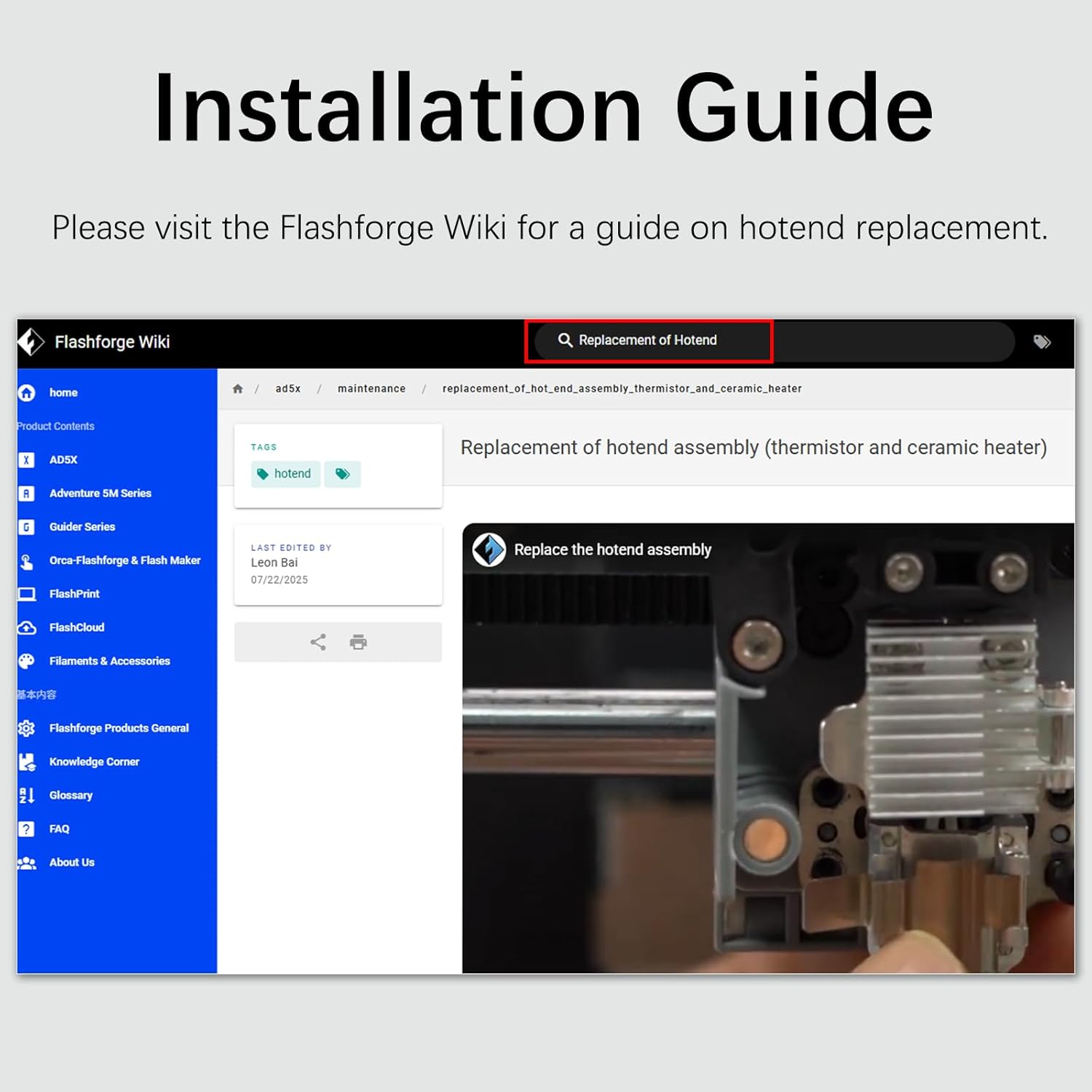 Original AD5X Hotend Heating Assembly for Flashforge AD5X 3D Printer Hotend Heating Block Component with Ceramic Heater, Thermistor Sensor & Metal Clip, Durable AD5X Extruder Parts & Accessories