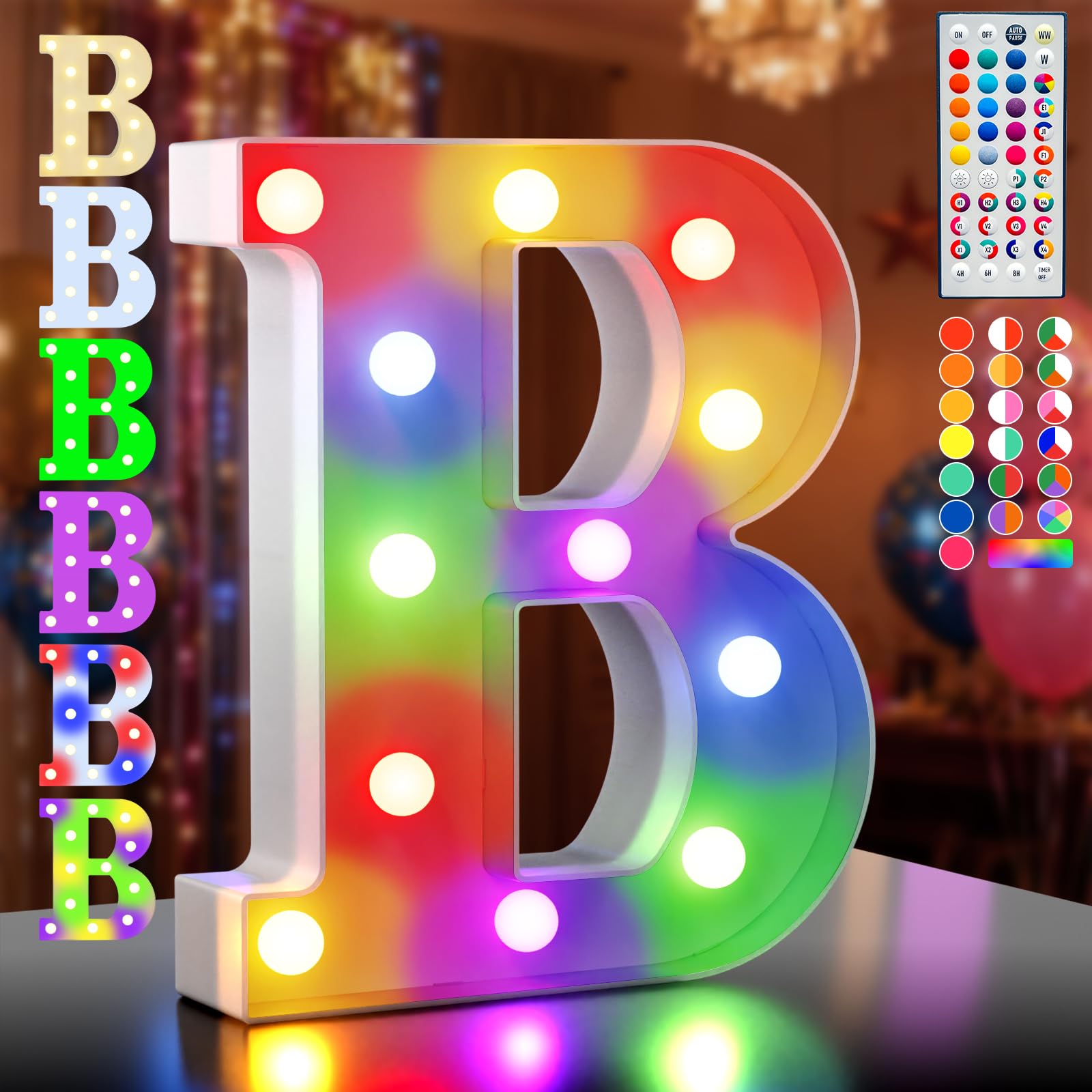 Ledido 35 Color Changing Light up Letter - LED Light Up Marquee Letters Sign for Birthday Decoration Gifts, LED Letter Lights for Wedding Anniversary Grad Home Bedroom Party Decor,Letter B â image 1