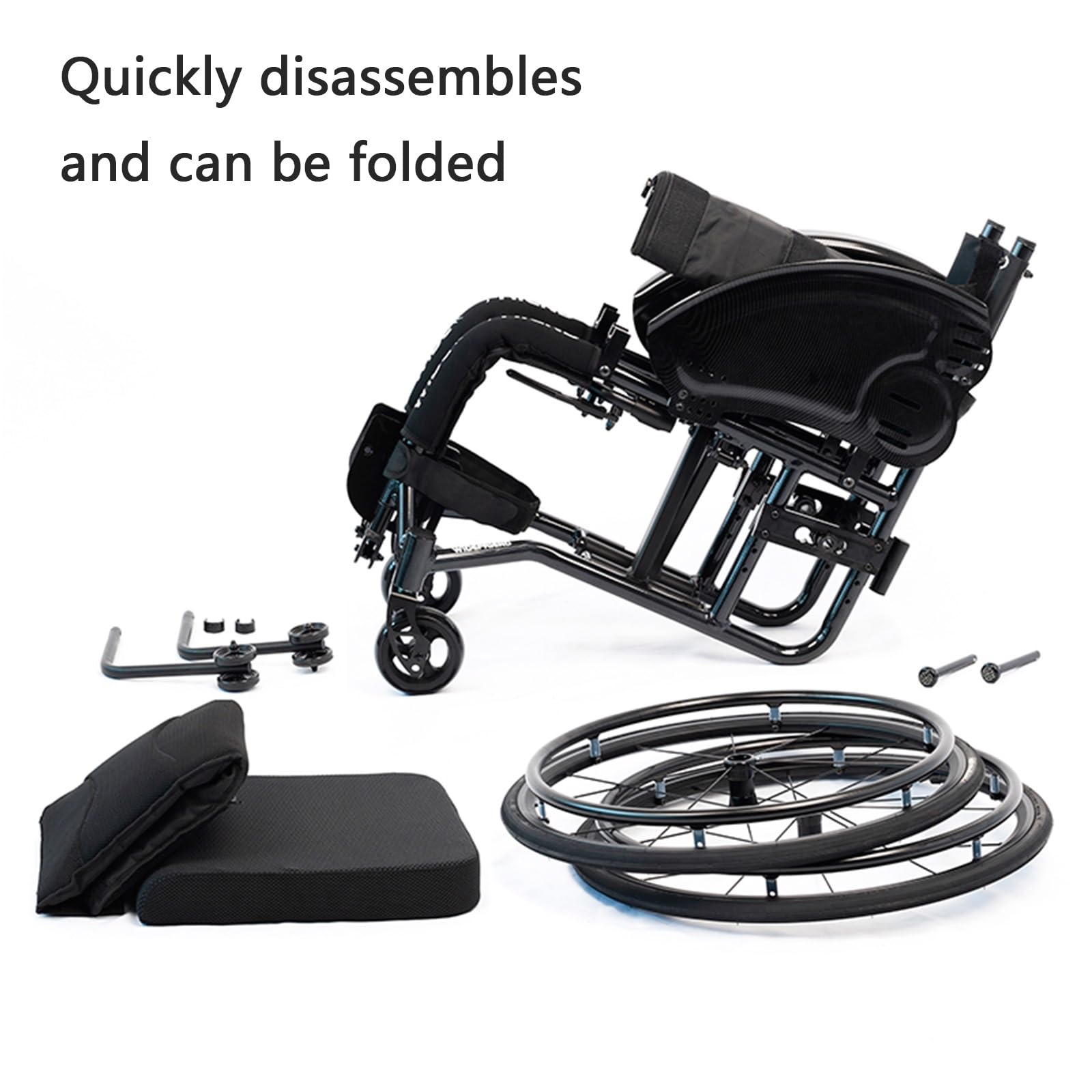 Silla de ruedas deportiva ultraligera todo terreno, diseño plegable, reposapiés y altura del asiento ajustables, frenos de mano, ideal para adolescentes, adultos, personas mayores