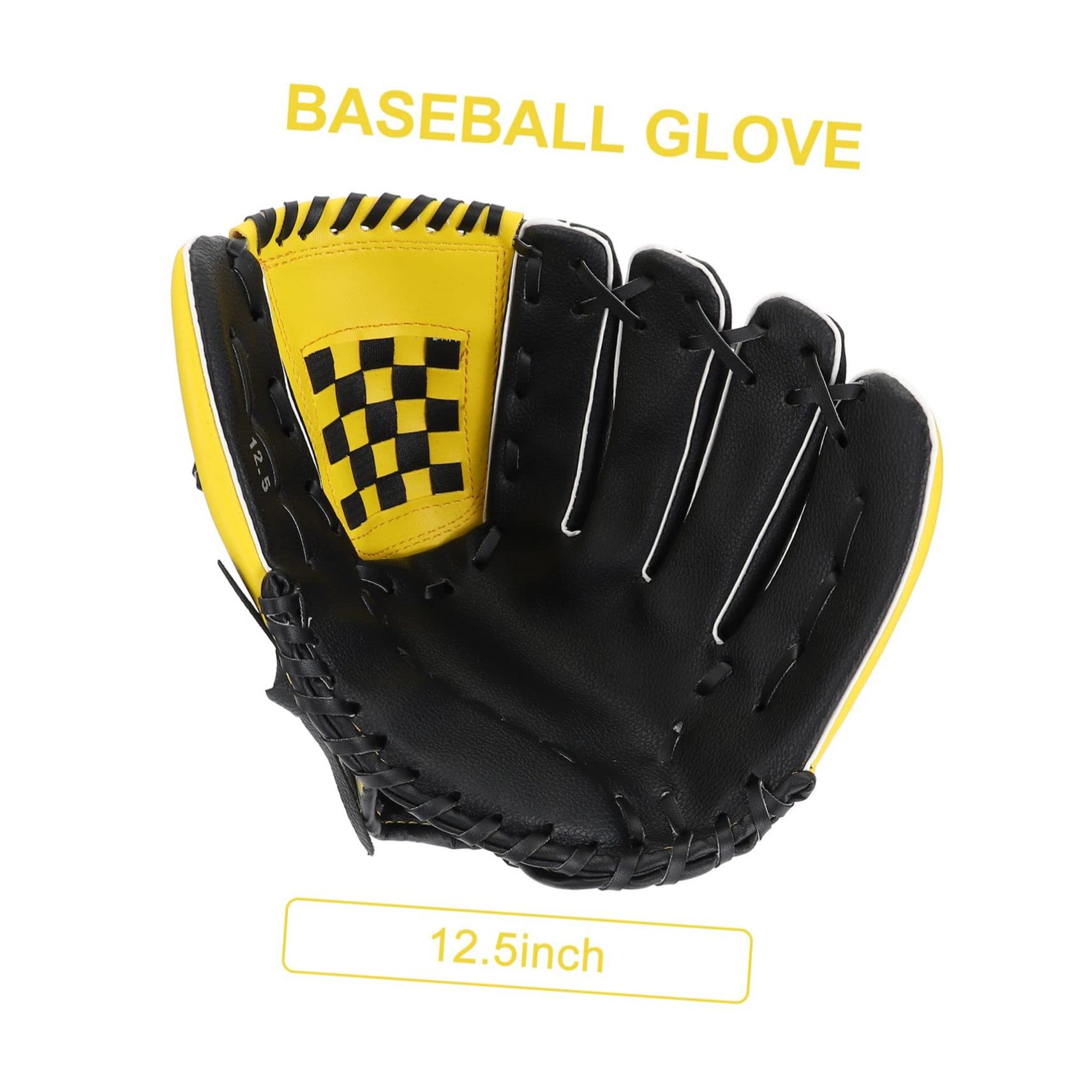 Gogogmee 1pc Baseball Glove and Softball Glove Pu Protective Gear Yellow and Black for Youth and Adult Training Activities