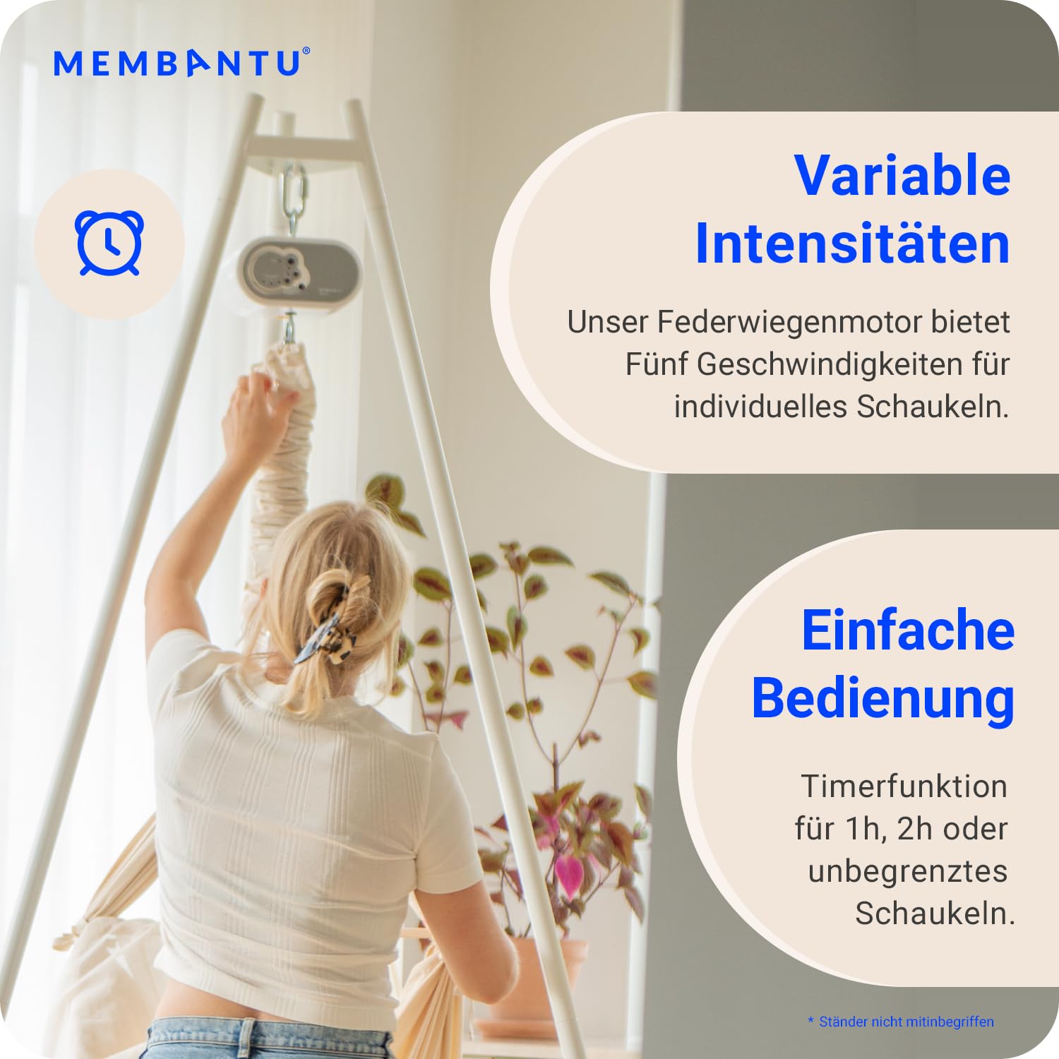 Federwiege Baby inkl. Feder - Baby-Wiege aus Bio-Baumwolle - Baby-Hängematte mit Deckenaufhängung bis max 15kg - Baby-Hängewiege mit Matratze, Baldachin und Federwiege-Motor