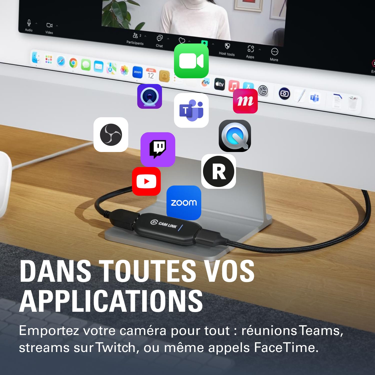 Elgato Cam Link 4K – carte d’acquisition externe pour caméra, streaming et enregistrement sur reflex ou caméscope en 1080p60 ou 4K30/4K60 pour visioconférence, sur OBS, Zoom, Teams, PC/Mac