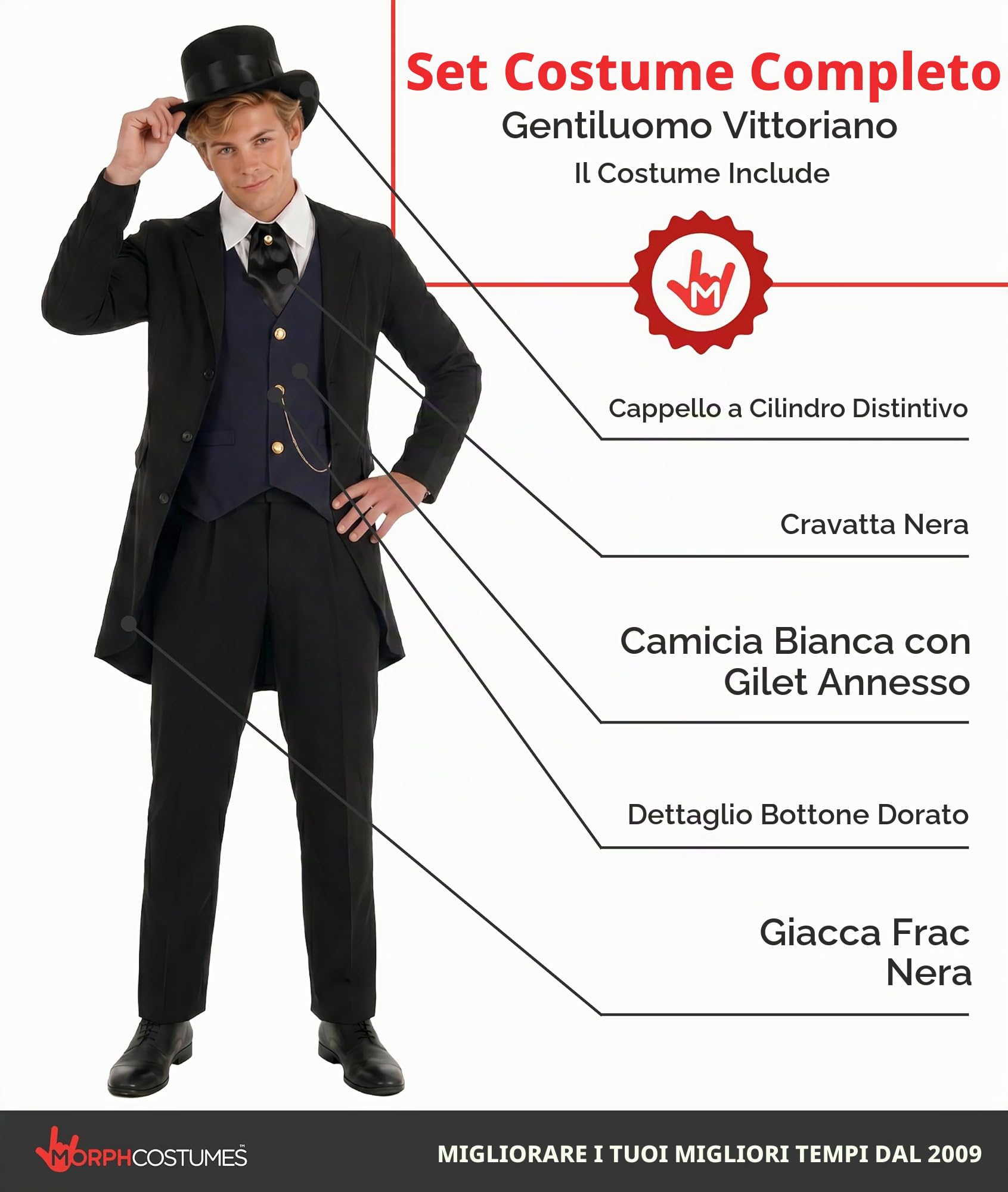 Fun Shack Costume Vittoriano Uomo, Costume Halloween Uomo, XL