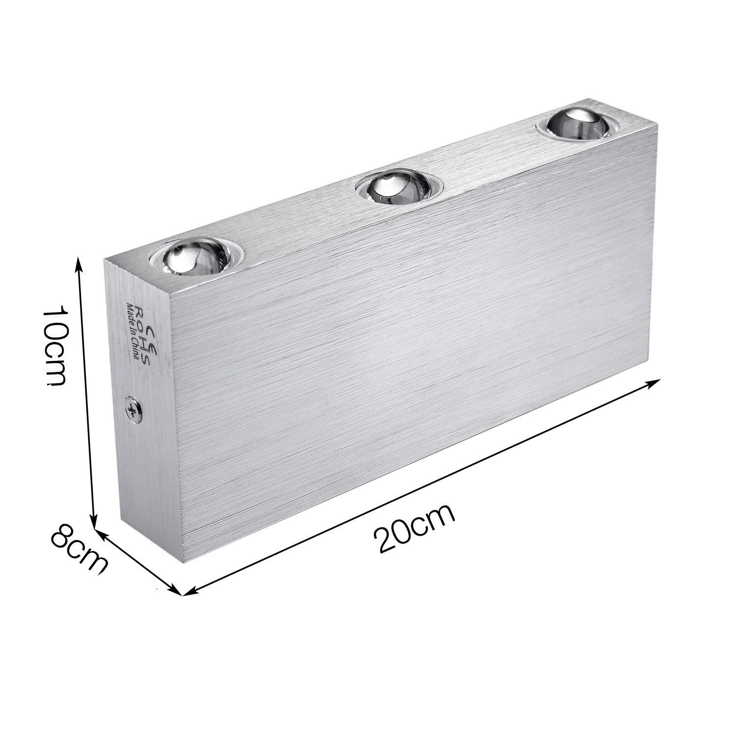 Lightess 18W LED Wandlampe Innen Wandleuchte Silber Leuchte Up Down Wand aus Aluminium Wandleuchten für für Schlafzimmer Flur Wohnzimmer Treppenhaus Warmweiß | Aluminium 1800LM 3000K, 18x8x3cm, AC85-266V, flach, Augenschutz, für Wohnzimmer Schlafzimmer Fl