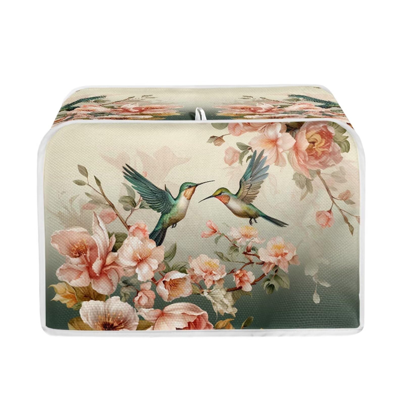 STUOARTE 2-Slice Hummingbird Flower Printed Toaster Cover Dustproof Bread Toaster Oven Dust Cover Kitchen Appliance Anti Fingerprint Protection for Women