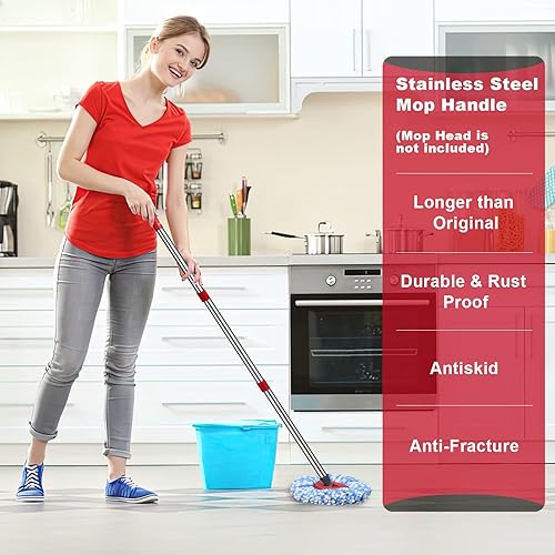 Miniatura 2 de Mango de repuesto para trapeador giratorio para O Cedar  4 secciones de mopa o escoba de escoba compatible con repuestos y escobas O-Cedar EasyWring