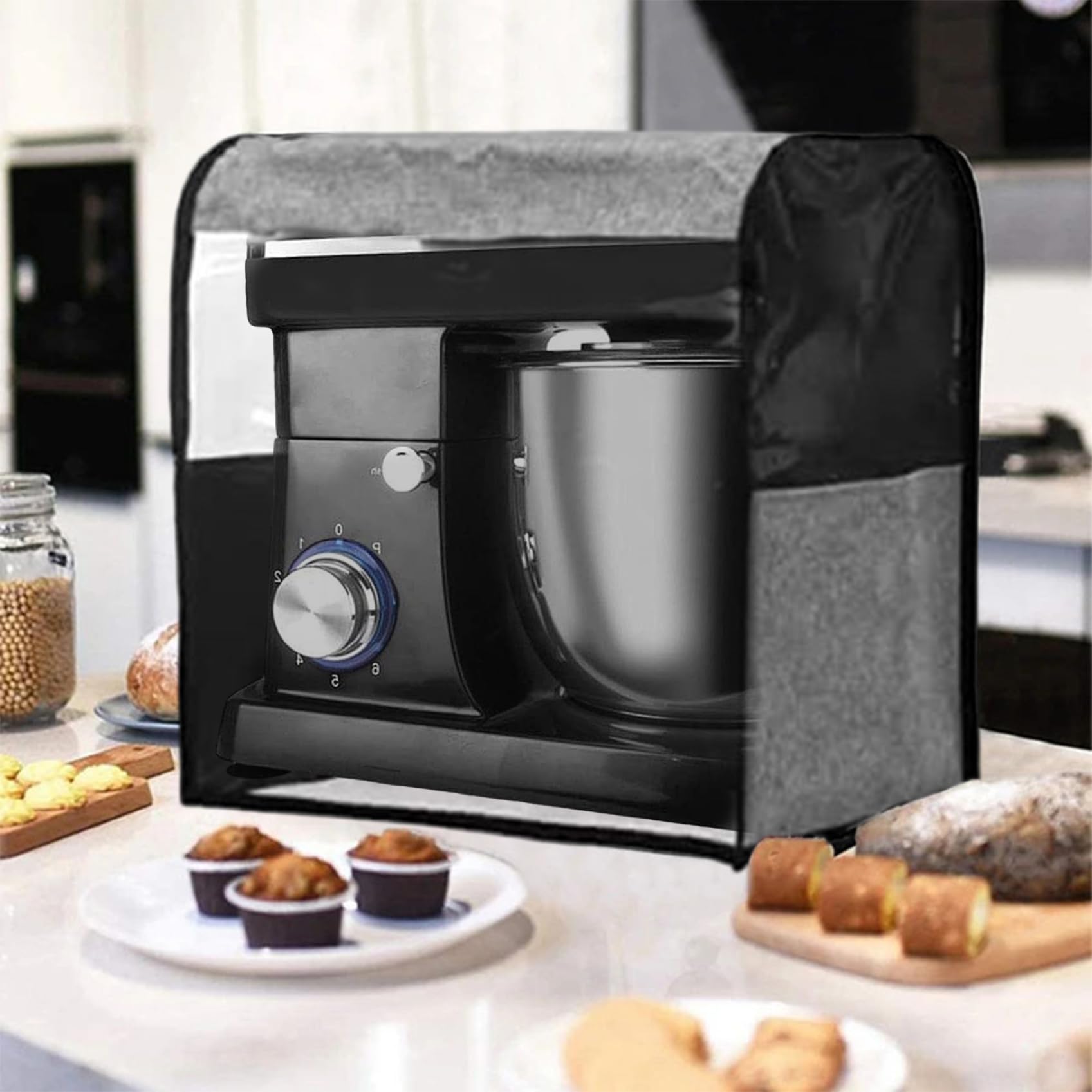 Coperchio per mixer con supporto Coperchio per mixer antipolvere ispessito da 14x9x14 pollici con tasche e finestra trasparente per vari accessori per elettrodomestici da cucina