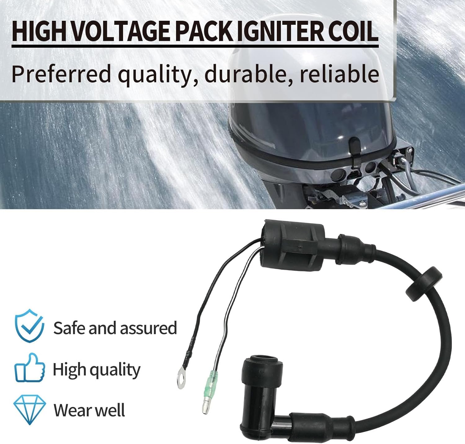 EATAKWARD 6H5-85570-00-00 3Pcs Ignition Coil Replacement for Yamaha Outboard 40HP and 50HP 1989-2006, for 2-Stroke 3 Cylinder Engines, Replaces 61A-85570-01/00 61N-85570-10/00