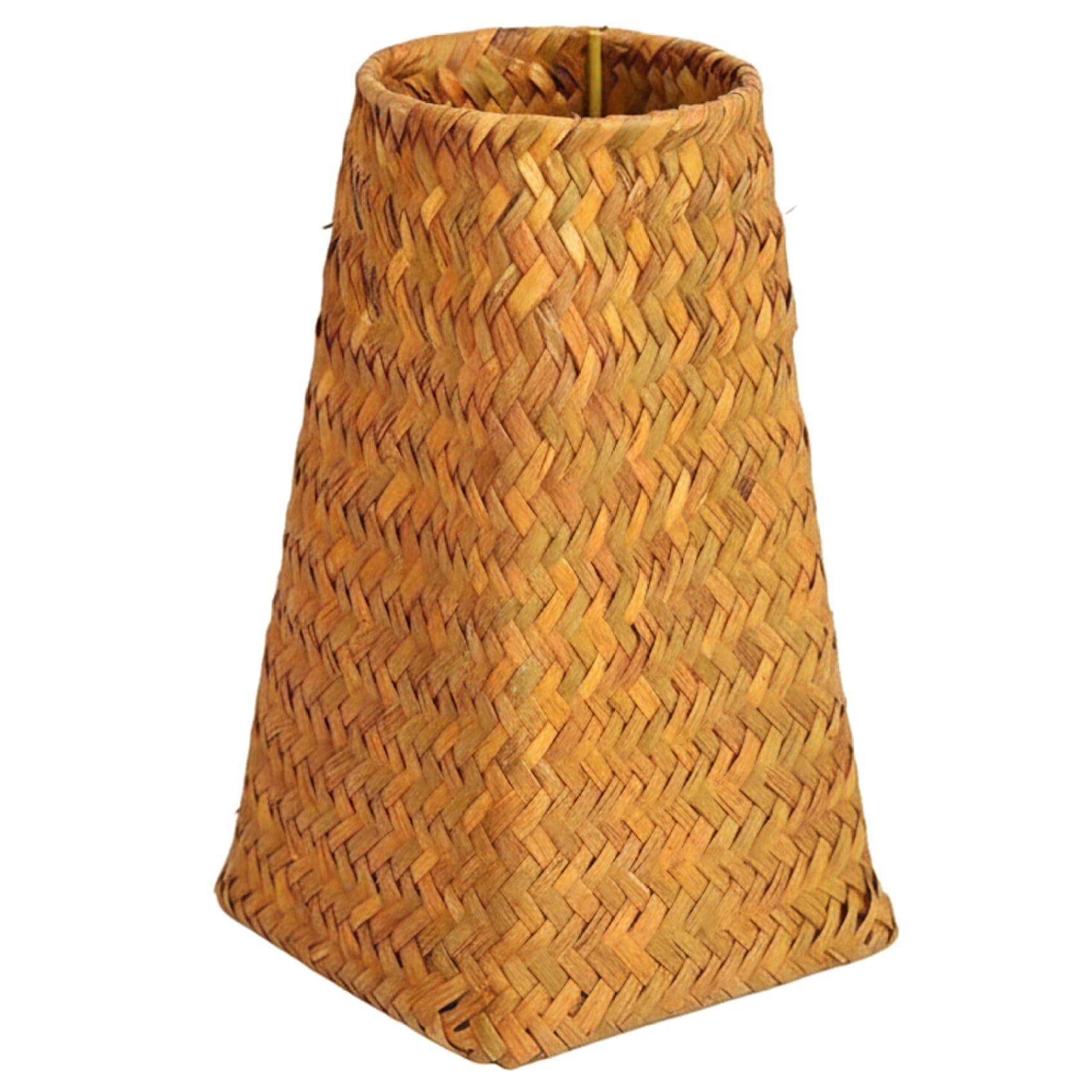 Ginwrek Woven Vase Wicker Vase, 8in Rustic Cone-Shaped Wicker Flower for Dried & Faux Floral Arrangements, Home Decor Centerpiece (Orange)