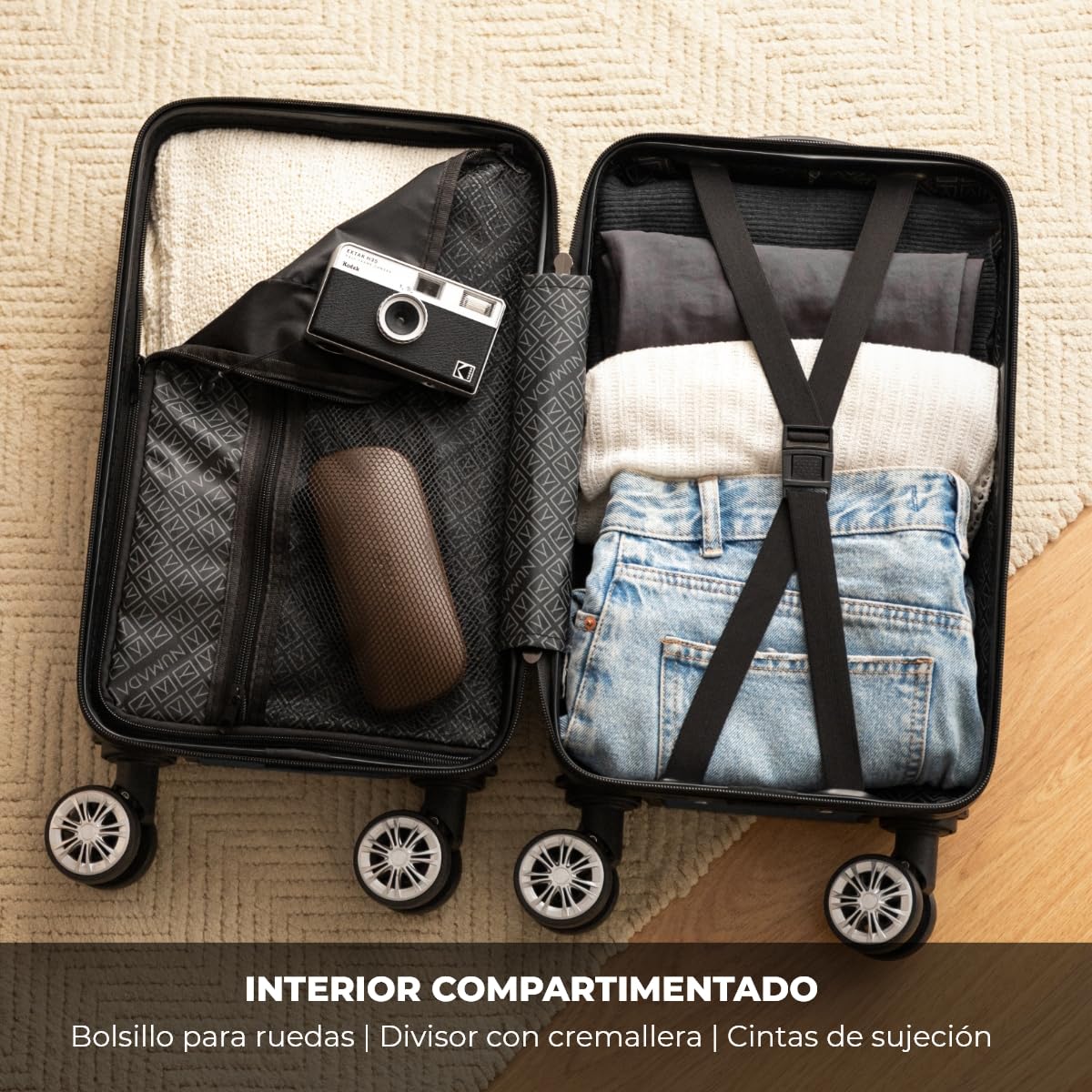 NUMADA Maleta de Viaje Cabina 40x25x20cm 20L Underseat 16 XXS con Ruedas Desmontables