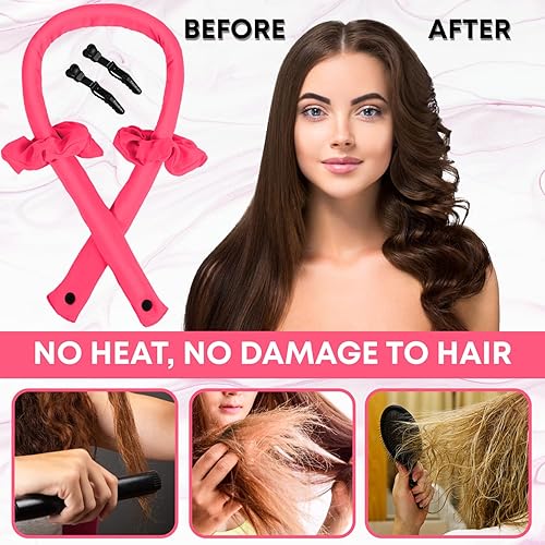 Miniatura 3 de Juego de rizadores de cabello sin calor, kit de diadema de varilla rizadora sin calor para rizos sin calor durante la noche, rizadores de pelo para