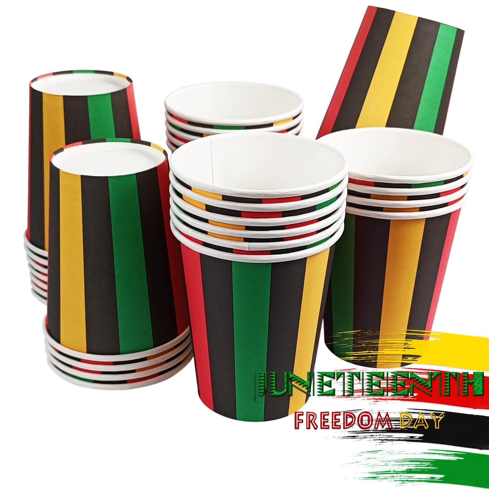 EaciTown Juneteenth Day Cups Black History Month Party Cups Disposable Beverage Paper Cups for 1865 Black Freedom Day Juneteenth Decorations (30)