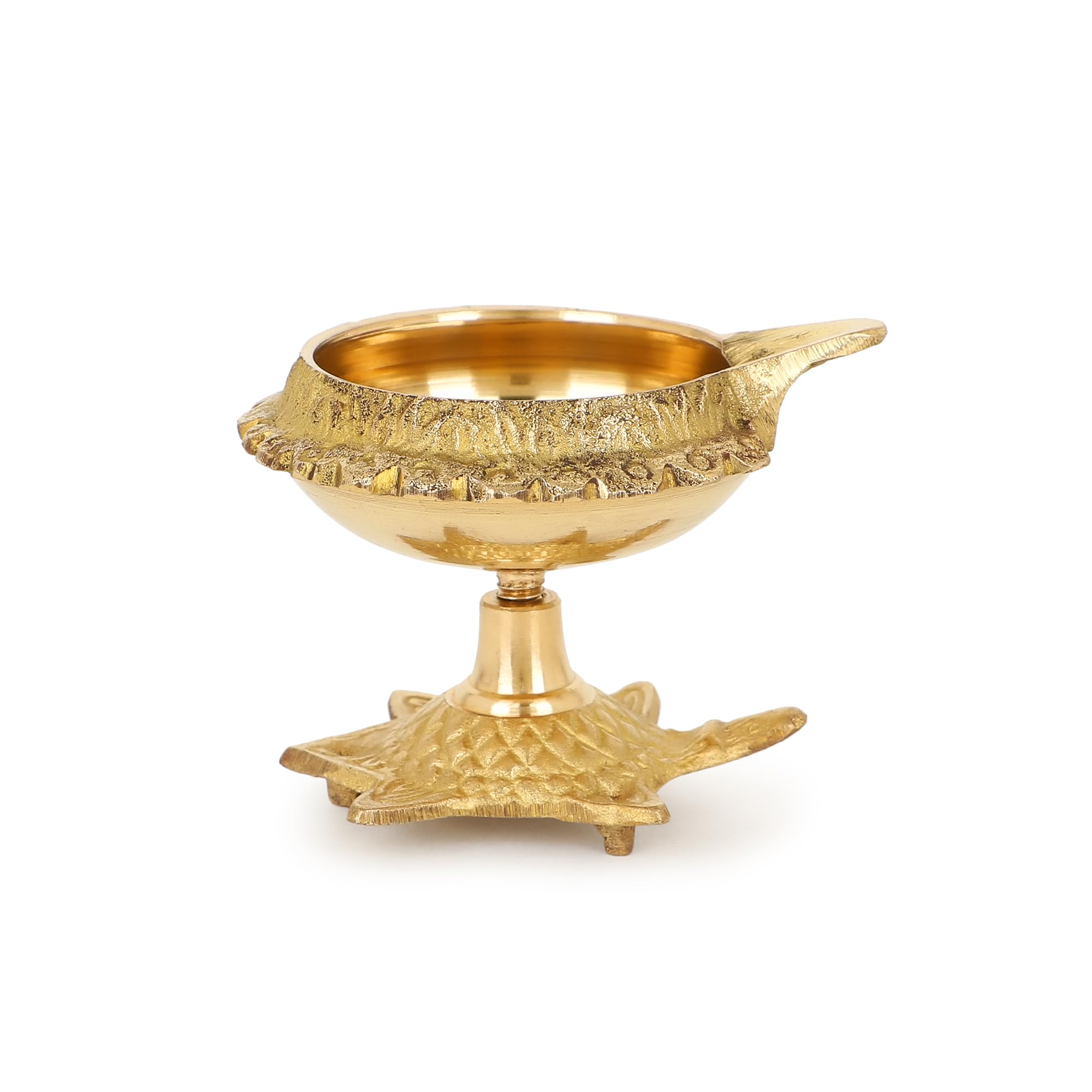 Zap impex Traditional Brass Oil Lamp Light Brass Deep Diya Indian Oil Lamp Diwali Puja Lamp Kuber Tortoise Diya (1)