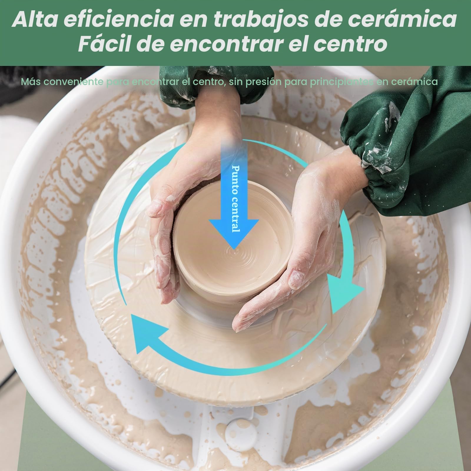 Huanyu Rueda de cerámica de 10 pulgadas con pedal de pie, máquina eléctrica de cerámica con lavabo desmontable para estudio de cerámica, bricolaje de cerámica en casa, escuela, Navidad
