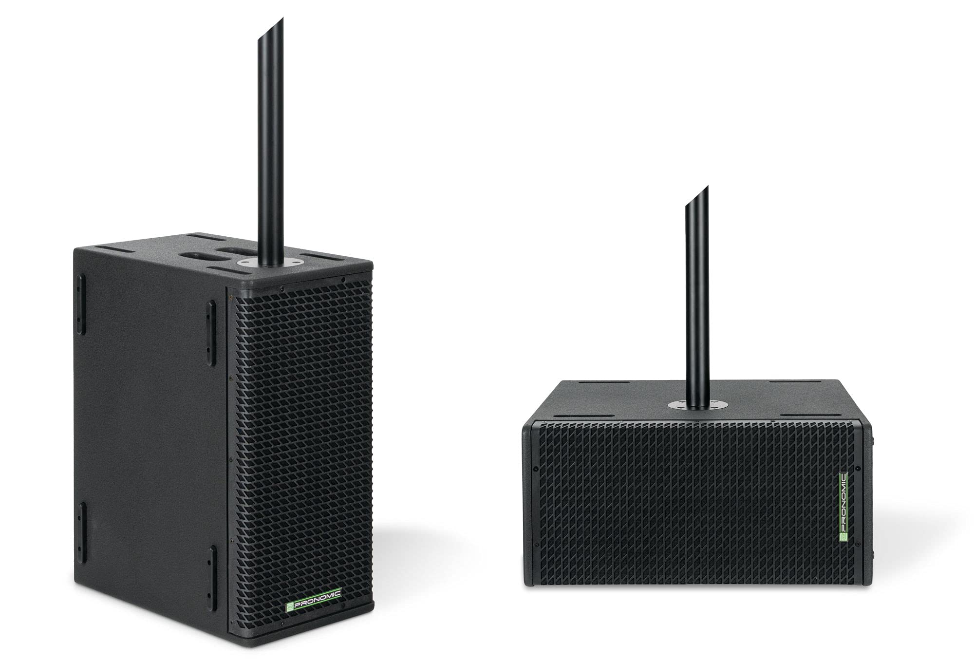 Pronomic V-Array Compact-Twin Set, Subwoofer 208, Équipement: 2X woofer 8" | DSP: processeur DSP 96 kHz, 48 bits, Récepteur Bluetooth® 4.2, Presets DSP: FLAT, LIVE1, LIVE2, 2x sortie ligne XLR, 1 kg