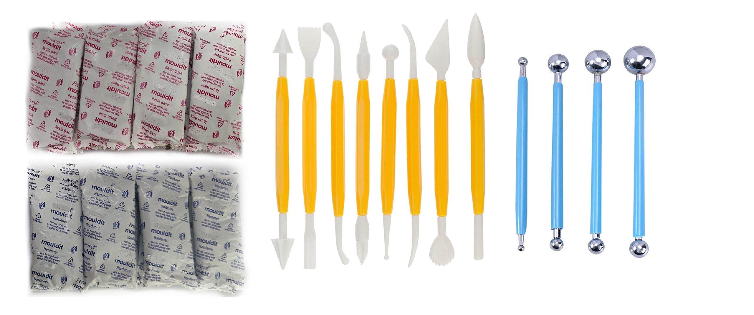 Definite Shilpkar Mouldit Epoxy Compound 800 Gram Clay with Ball Tool, Dotting Tool & Modelling Clay Fondant Tool for Murals Decor 3D Art