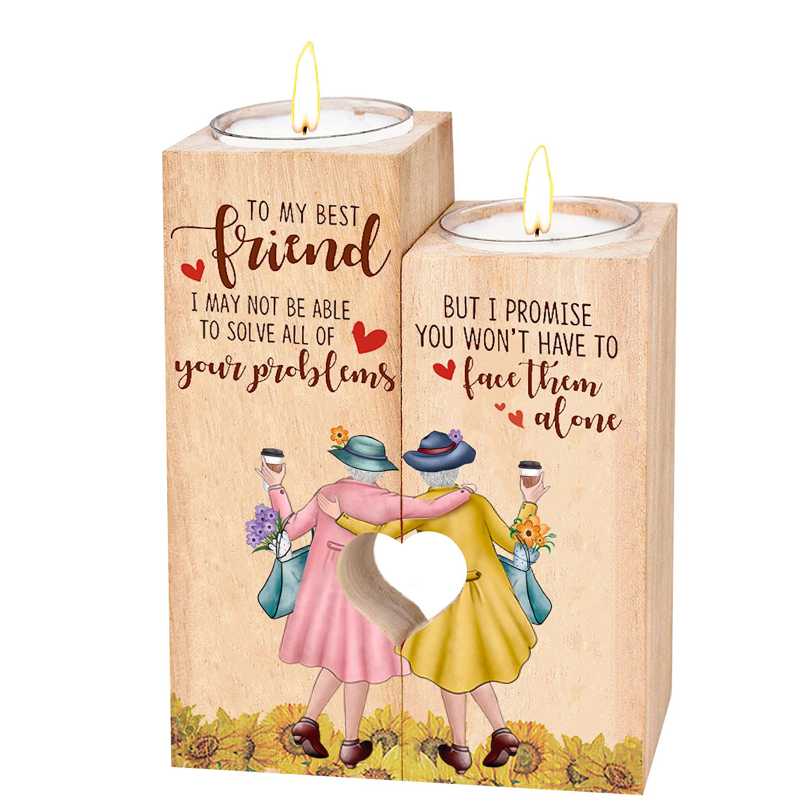 Hear-tshaped-Candlestick Candle Birthday Valentines Decoration Wooden Anniversary - best friend birthday gifts，best friend giftsFriends （gifts for her） (A)
