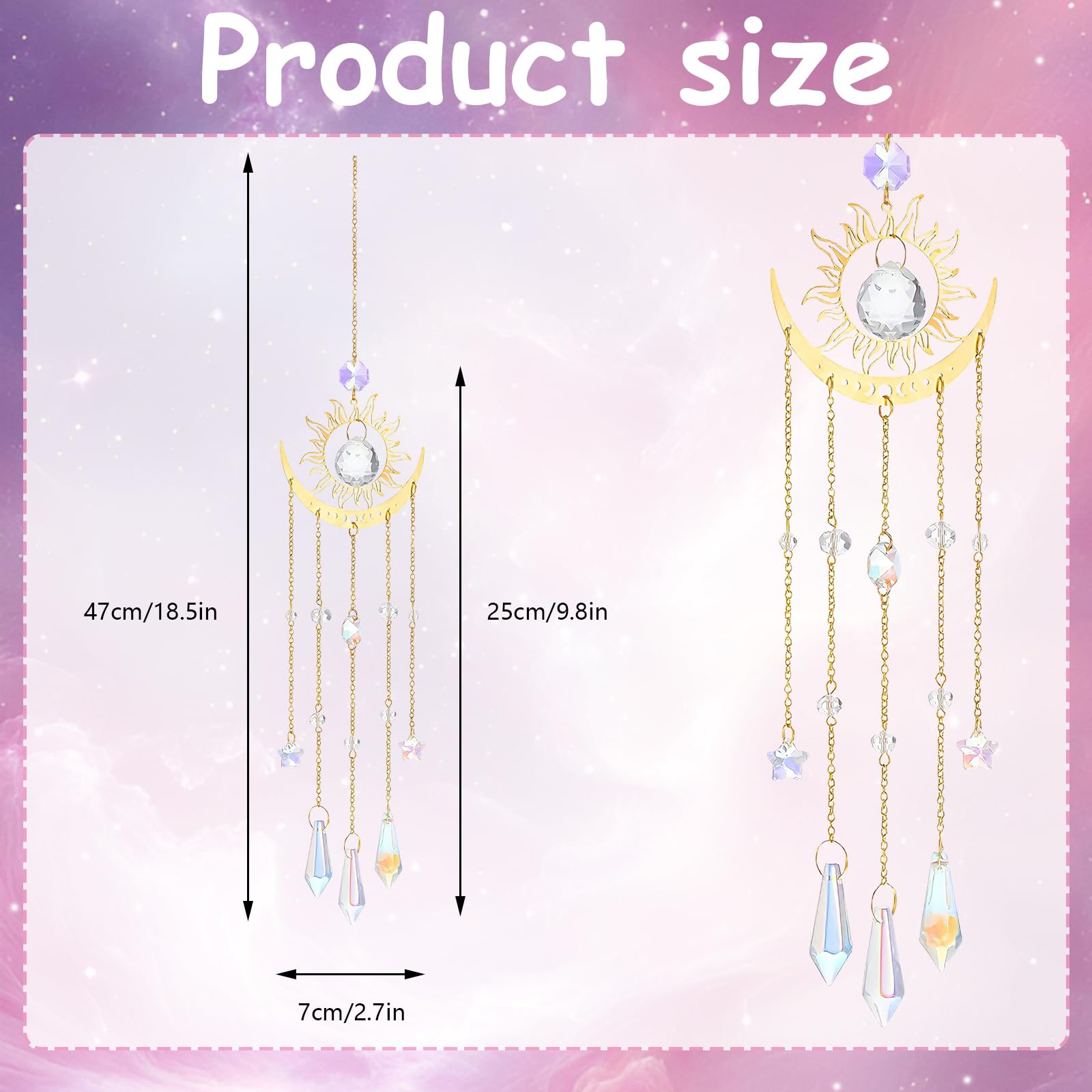 Atrapasol de Cristal, Decoración Boho para Ventana, Salón, Dormitorio y Jardín, 47 cm