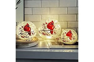 Cardinal Bird Gifts | Crackle Glass Ball Cardinal Lamp