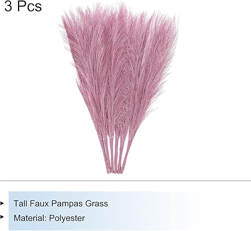 Miniatura 10 de uxcell 6 piezas de hierba de pampa sintética pequeña de 17.7 pulgadas de hierba de pampa, 7 ramas, relleno de jarrón artificial para el hogar,