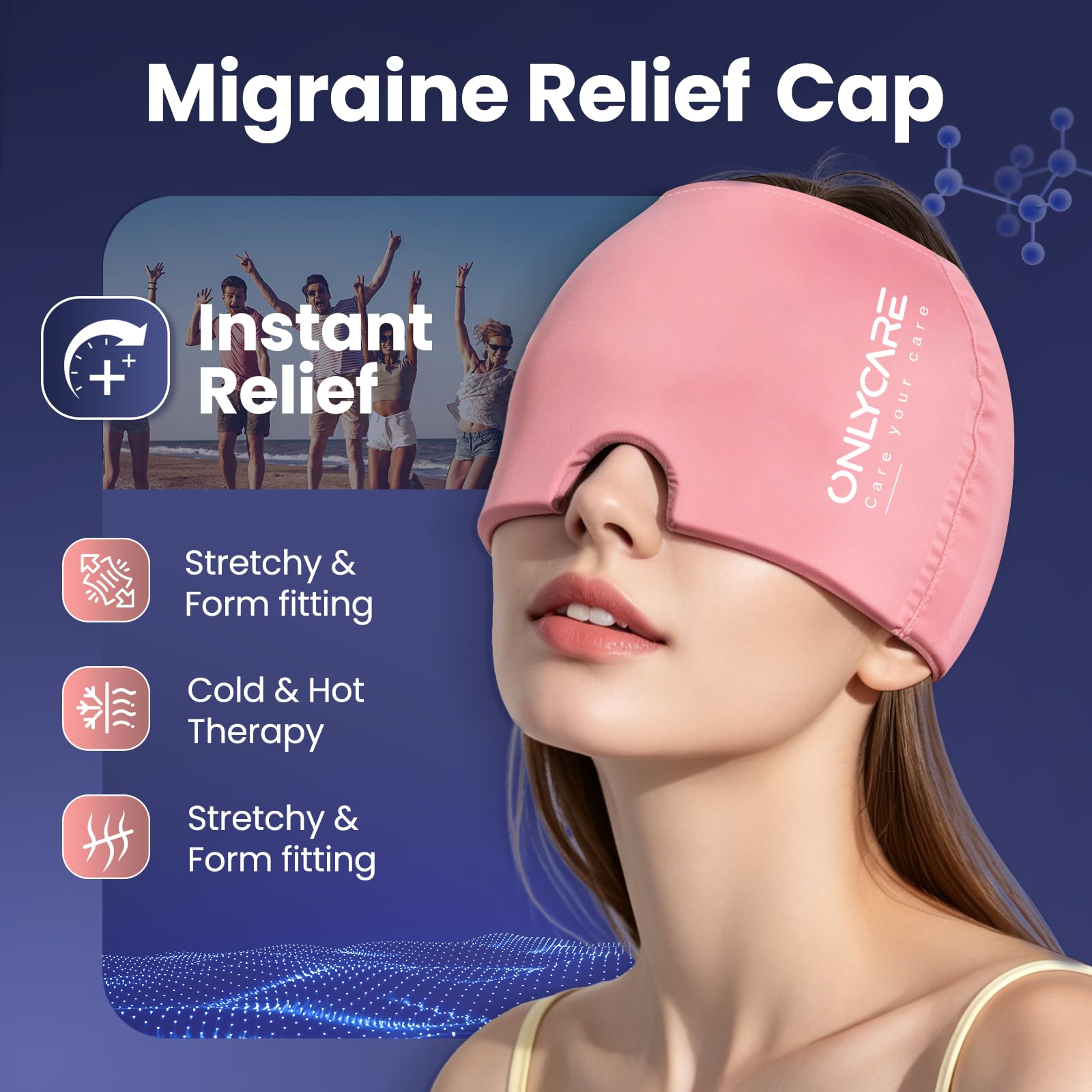 ONLYCARE Migraine Relief Cap, Headache Relief Cold Cap for Migraine Relief — Amazon image 2
