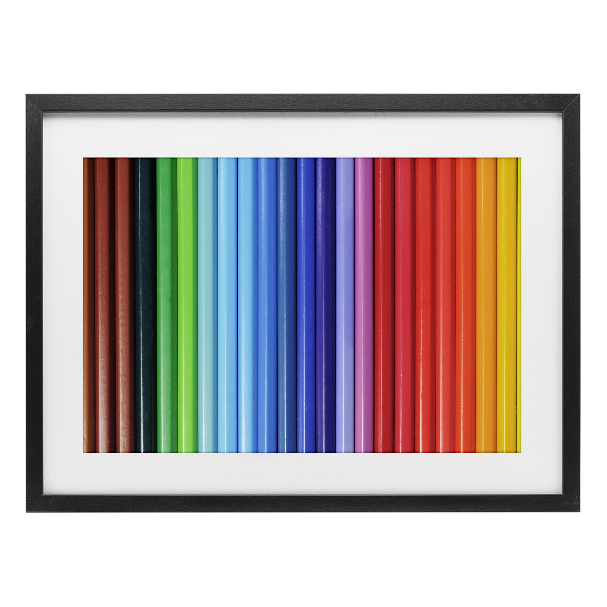 Stupell Industries Midnight Black (Textured) 'Colored Pencil Lineup'| Framed Print Under Glass
