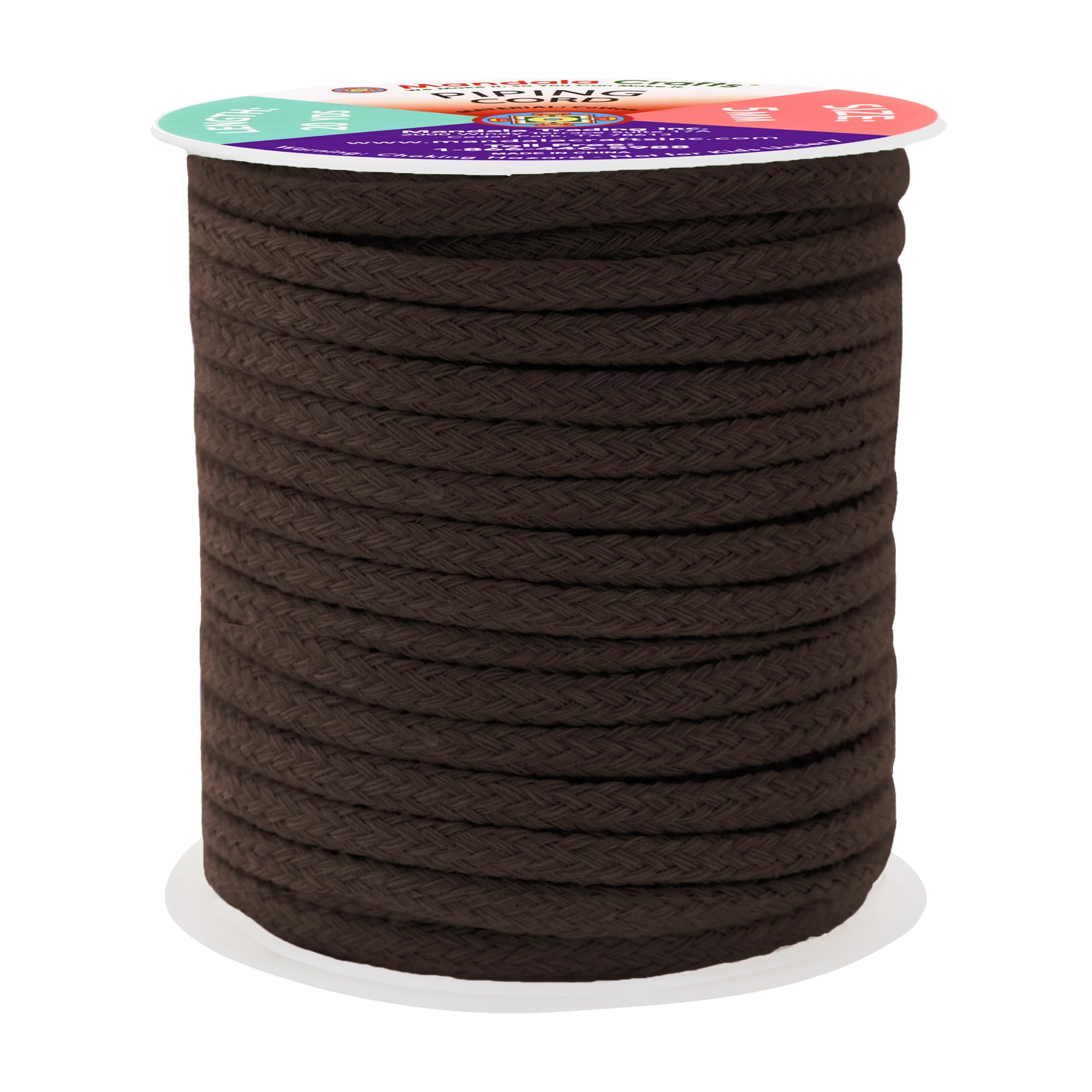 Mandala Crafts Chocolate Brown Soft Replacement Drawstring Cords for Sweatpants Bags - Piping Cord for Sewing Upholstery - 20 Yds 5mm Cotton Cording