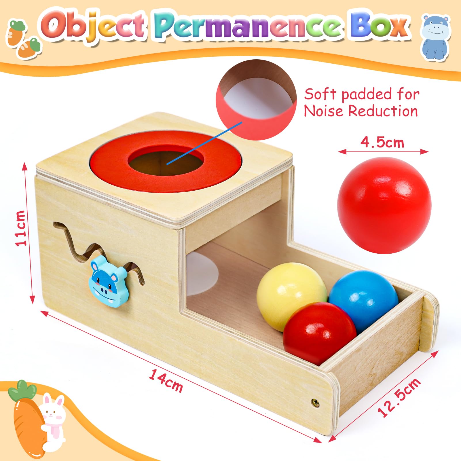 LZDMY Gioco Montessori Legno 1 Anno, Giochi Bambini con Carote Gioco, Scatola Permanenza Montessori Bambini di 1 2 3 Anni, Gioco sensoriale Compleanno Regalo di Pasqua per Ragazzo Ragazza