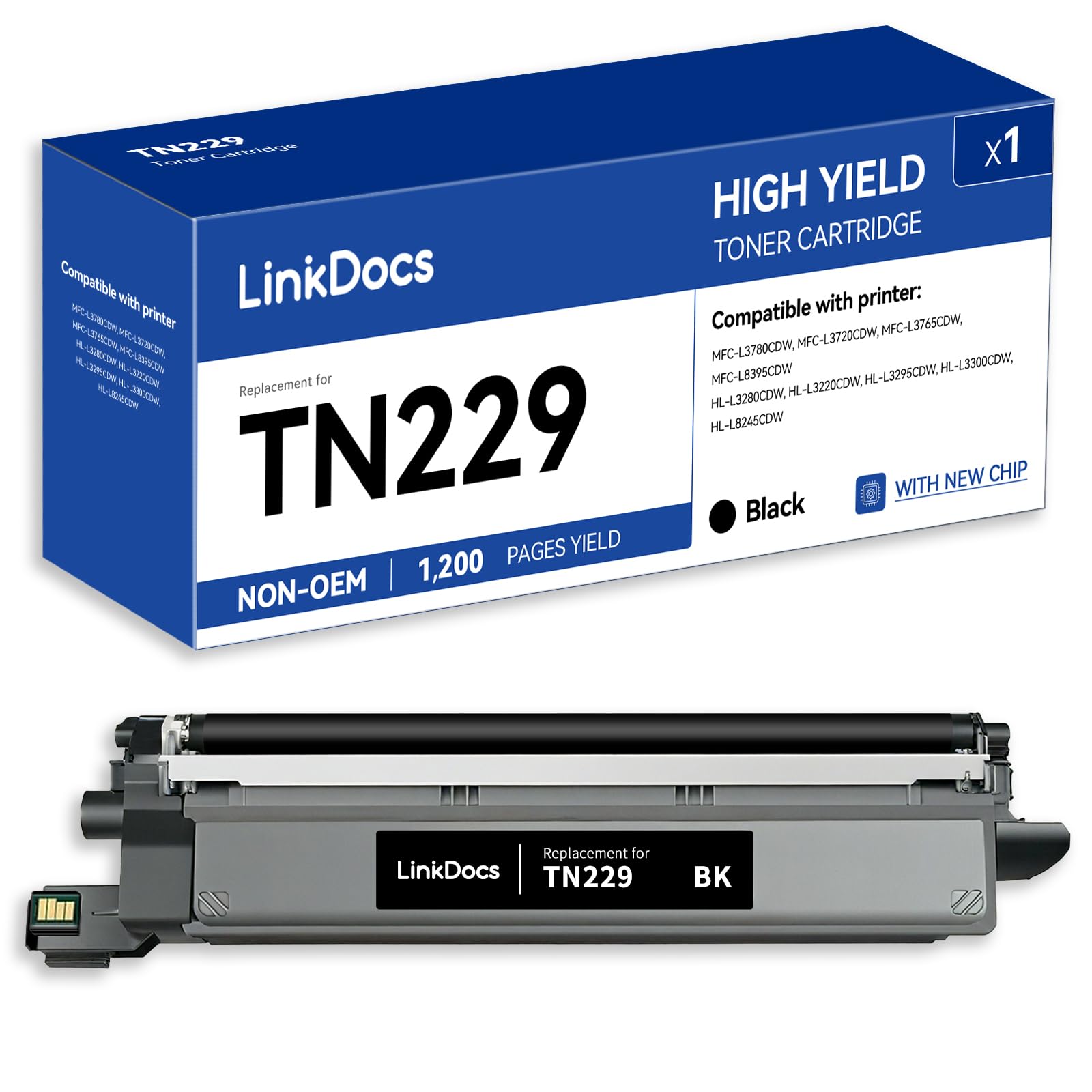 LinkDocs TN229BK Black Compatible Toner Cartridge Replacement for Brother TN-229 TN229XL TN-229XL BK Work for Brother HL-L3280CDW HL-L3220CW
