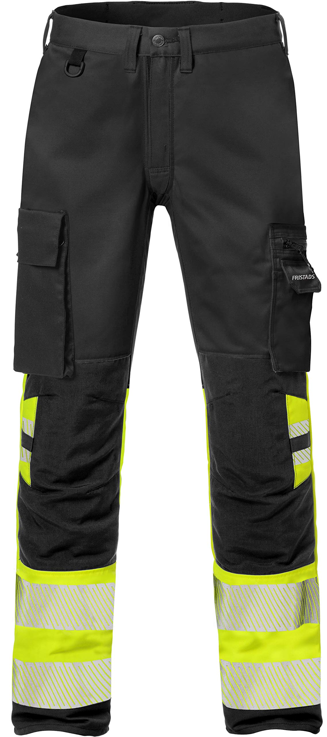 Dehnbare Arbeitshose mit Reflektoren, Gelb/Schwarz, 80% Polyester, 20% BW, 300 g/m² - Fristads