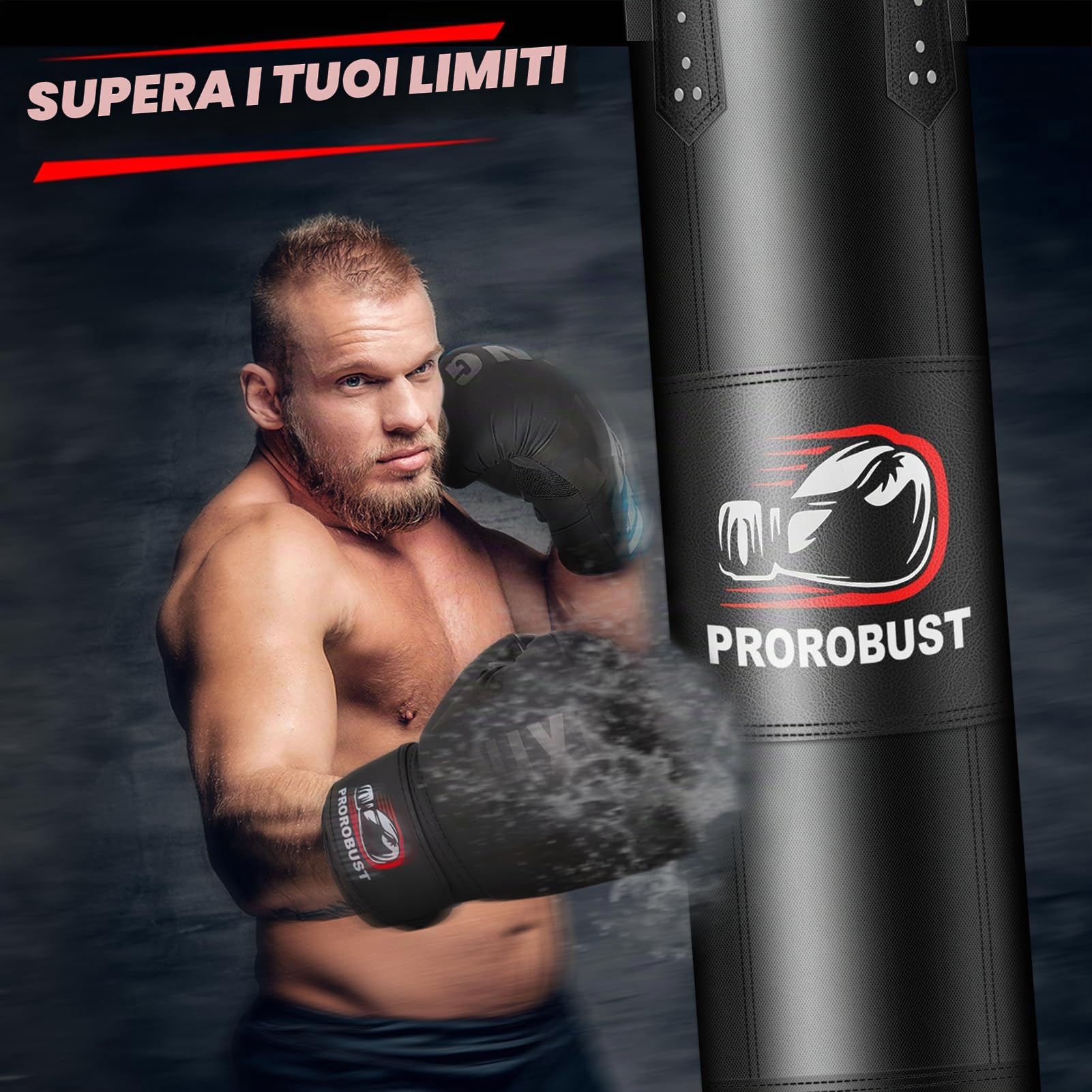 Sacco da boxe per adulti, 1.2 m Oxford pesante, set con guanti da 12 oz per MMA, kickboxing, boxe, karate, allenamento in palestra a casa (non riempito), nero, 120 cm