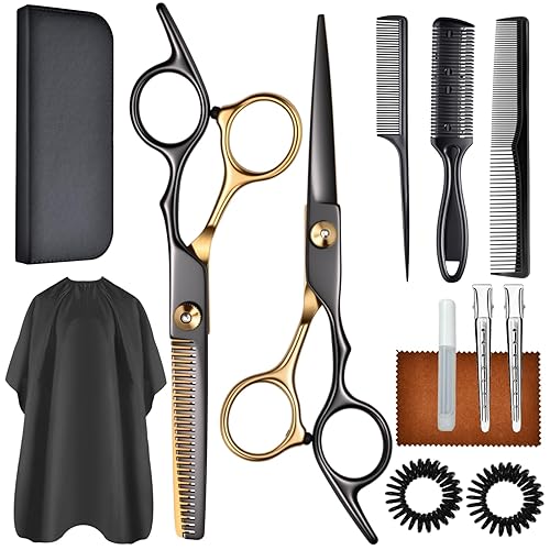 13 PCS Hair Cutting Scissors Shears Kits，Professional Haircut Scissors Kit