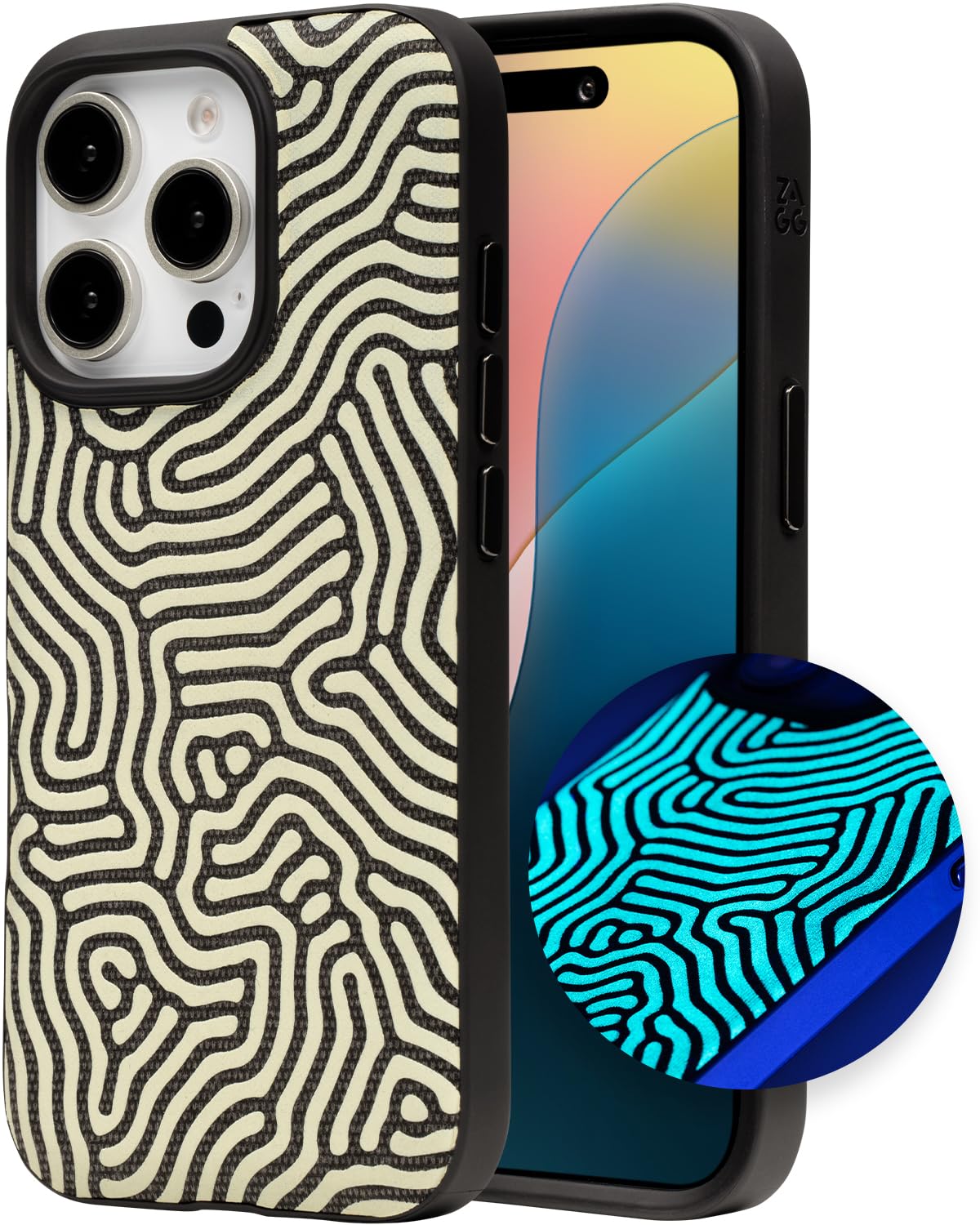 Coque iPhone 16 Pro phosphorescente motif labyrinthe pour vos soirées - 8