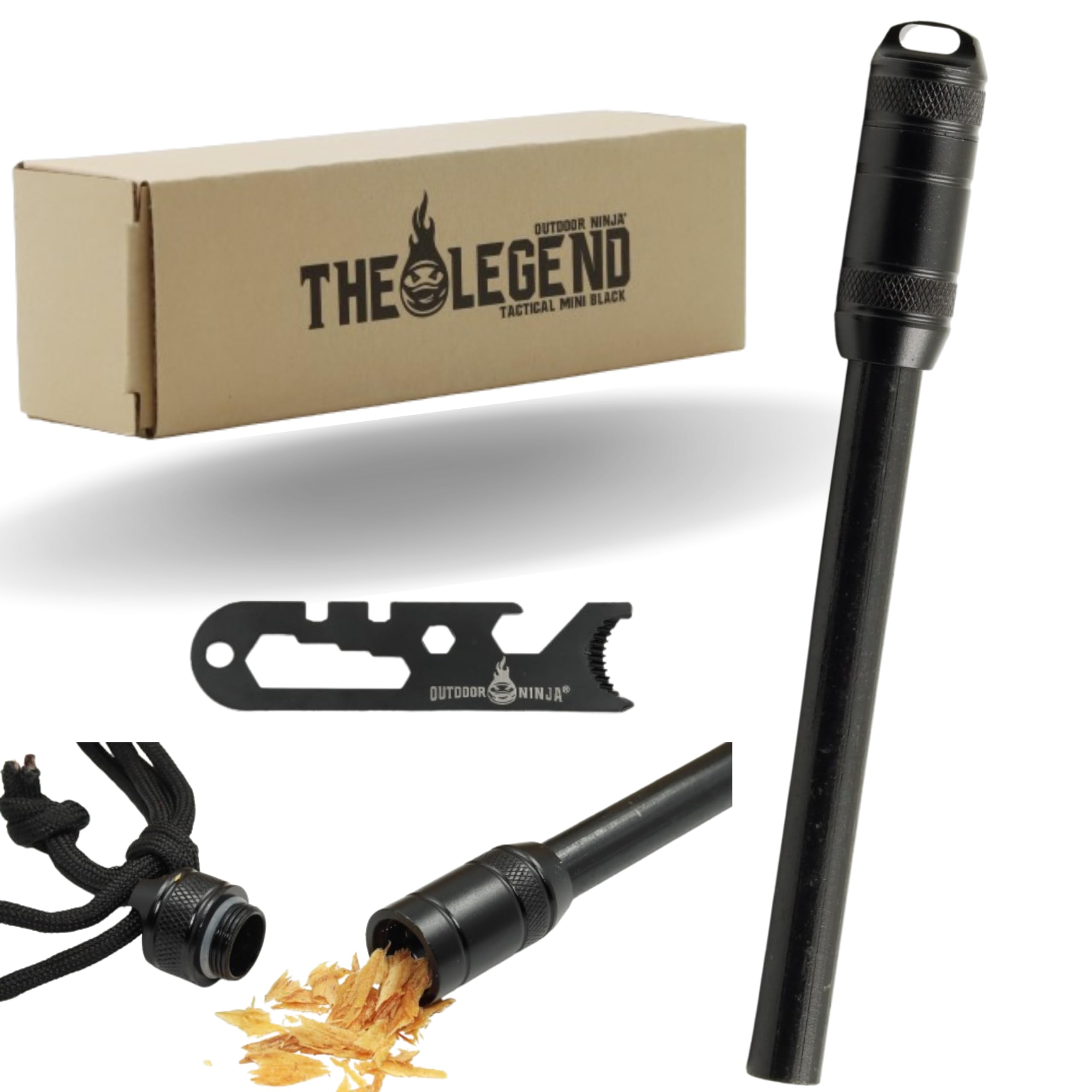 The Legend Tactical - acciarino in acciaio per escursioni, bushkraft, trekking, campeggio e altri hobby all'aperto, incluso raschietto multifunzione, il kit di sopravvivenza perfetto