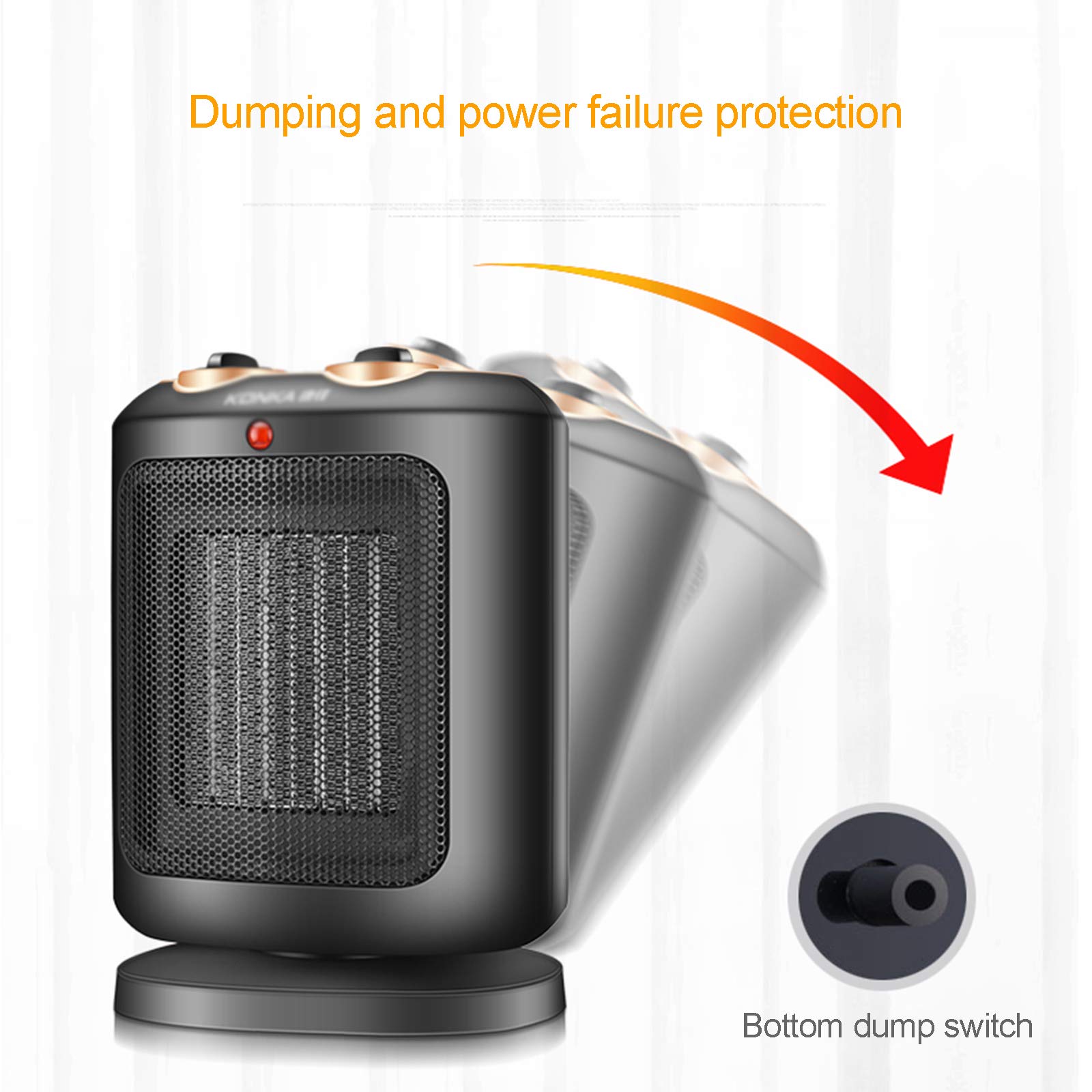 Stufetta, Portatile Elettrico oscillante Riscaldamento con Tip-Over Protection, 3s rapido Riscaldamento, Piccolo e Tranquillo, Adatto per Ufficio Uso Domestico