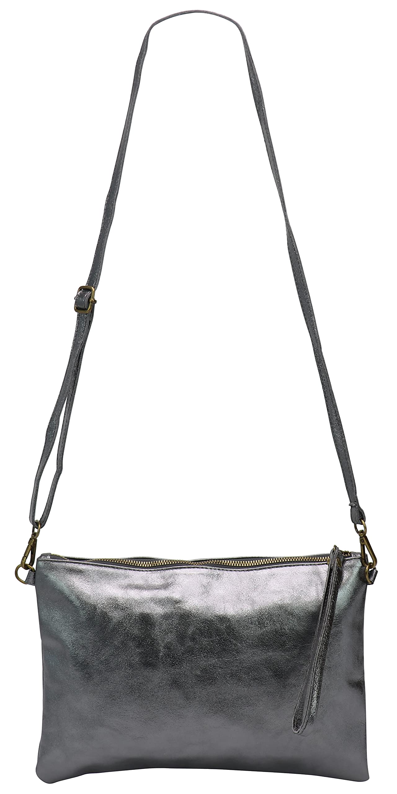 SH Leder Clara G396 - Borsa a tracolla in vera pelle, stile vintage, misura media, 33 x 22 cm