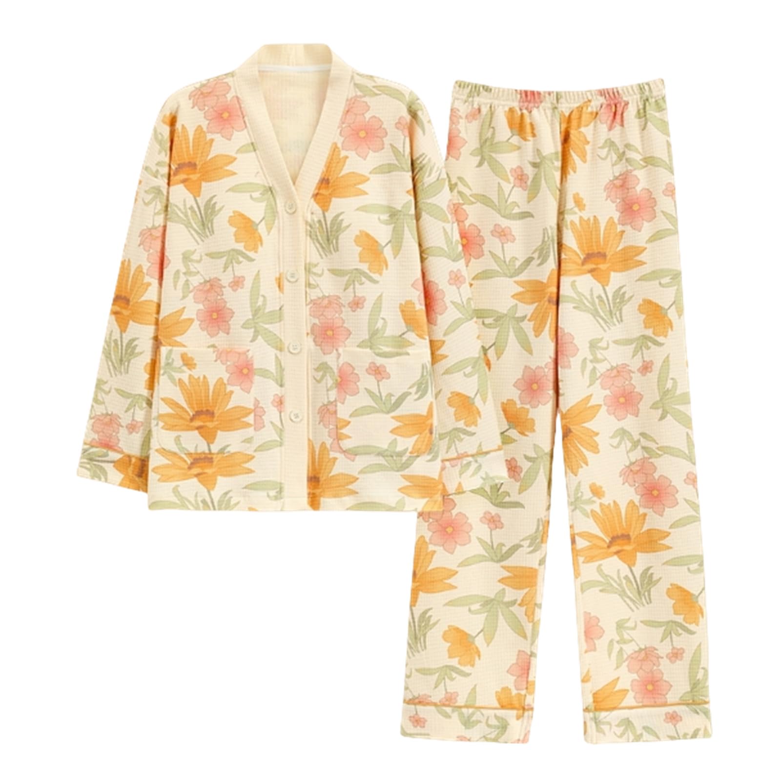 Pigiama Donna Set Pigiama in Cotone da Donna Autunno E Inverno - Pigiama Casual da Casa Indossabile per Le Donne-c-XXL