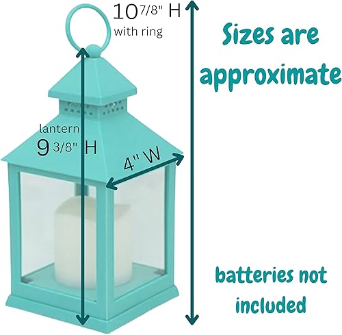 Miniatura 2 de Farol decorativo verde azulado  Juego de 4 faroles con velas sin llama y control remoto  Incluye temporizador de 4 horas  9 38 pulgadas de alto