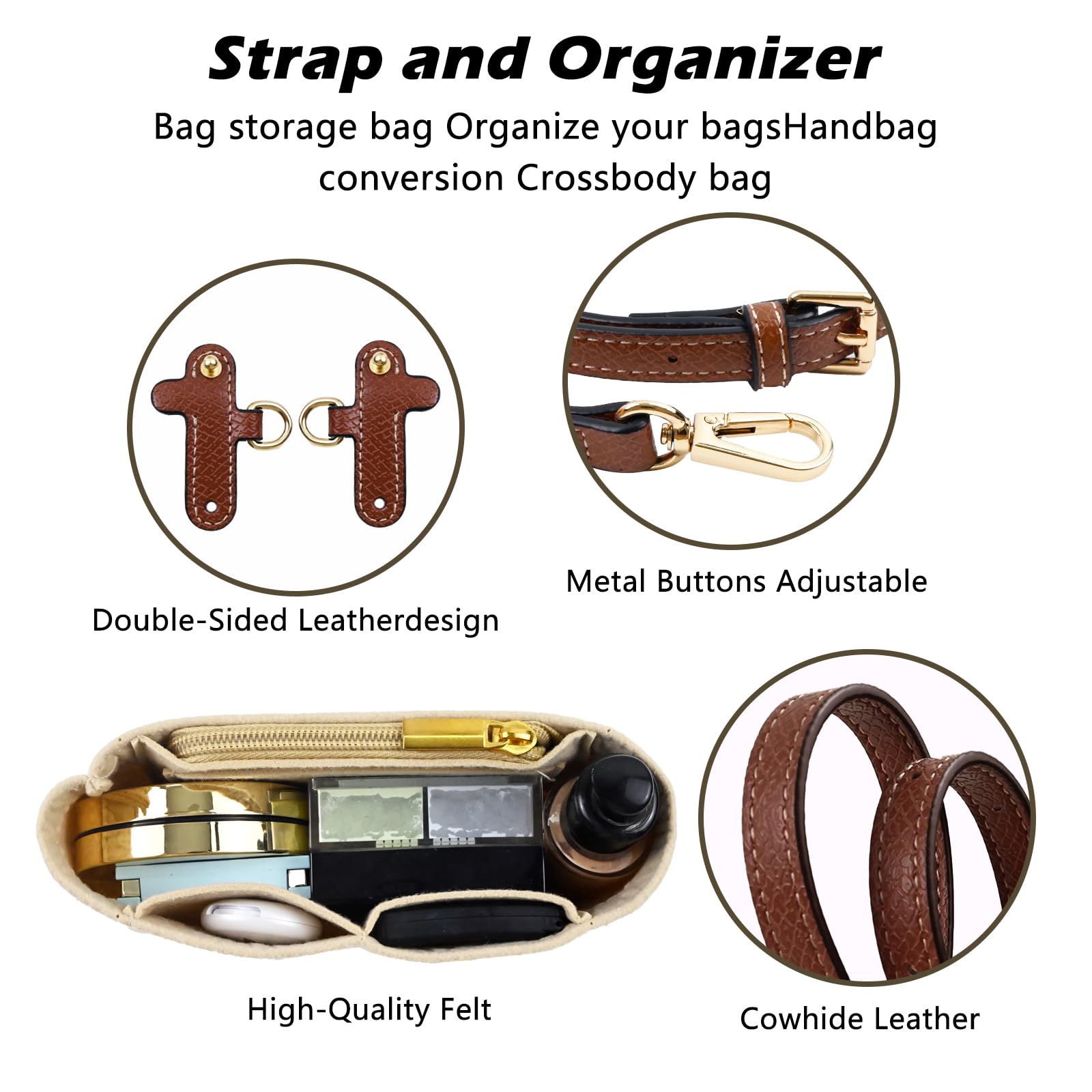 Pasek na ramię do torebki damskiej Longchamp, organizer do torebki Longchamp Mini, praktyczna wkładka dotorebk z wieloma przegrodami, pasująca dotorebk LongchampMini i małych torebek ręcznych.