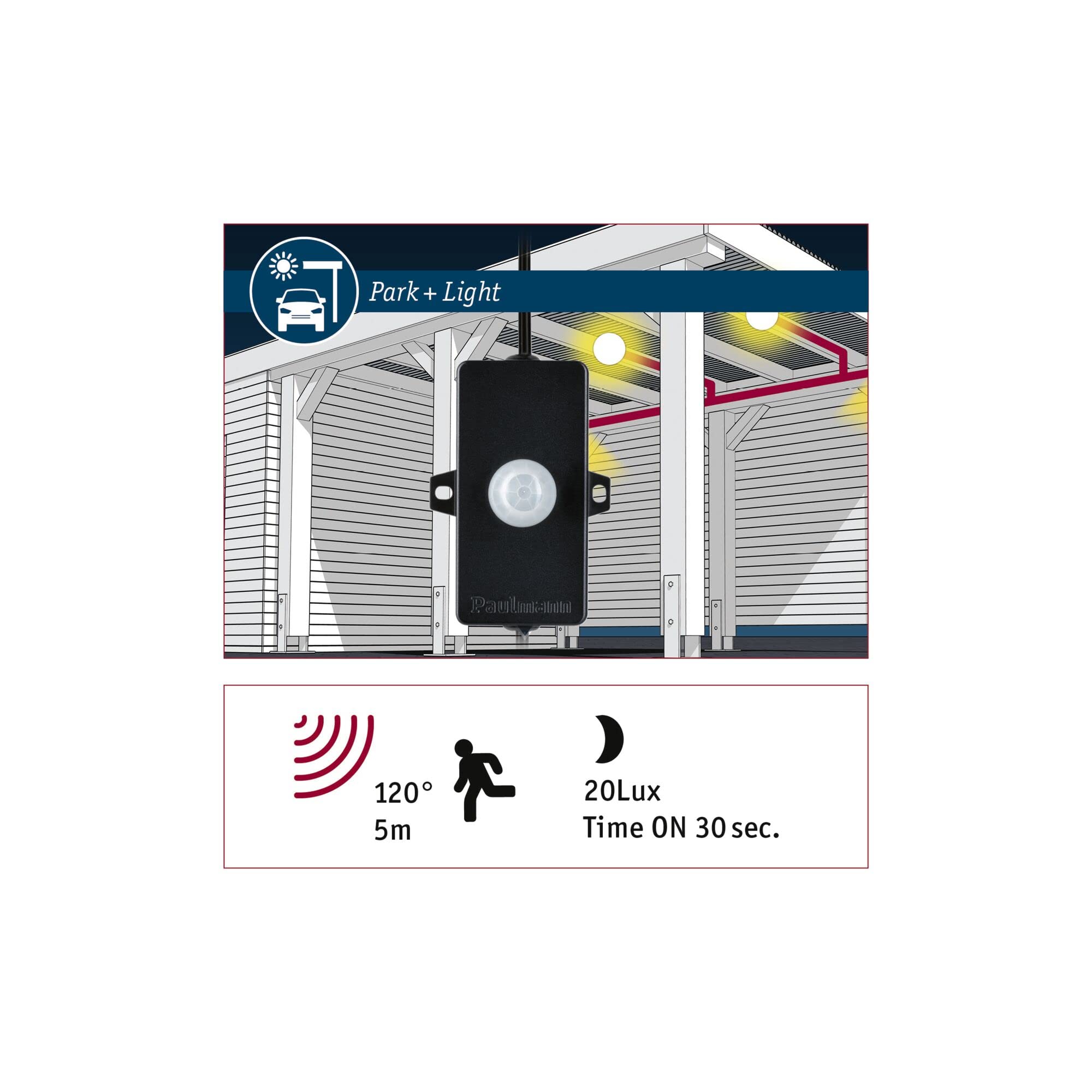 Paulmann Park + Light Contrôleur d'éclairage extérieur avec détecteur de Mouvement IP44 Max. 24 W Dimmodul Noir