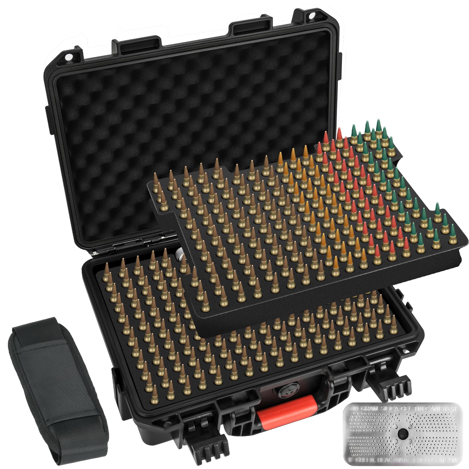 LOTOCASE Ammo Case - 382 Round 223 5.56 Ammo/Bullet Locking Storage Box with Included Silica Gel Canister - Waterproof Mil-Spec Travel Safe for 5.56 223 Ammo/Bullet