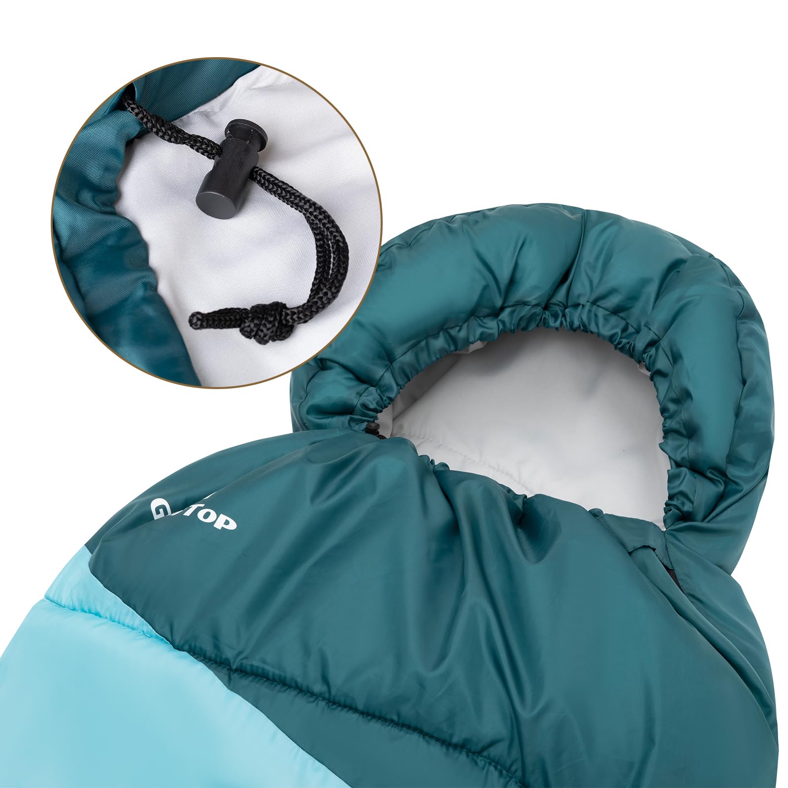 GEERTOP Sacco a pelo da campeggio, 3 stagioni, sacco a pelo leggero, portatile, caldo e freddo (menta)