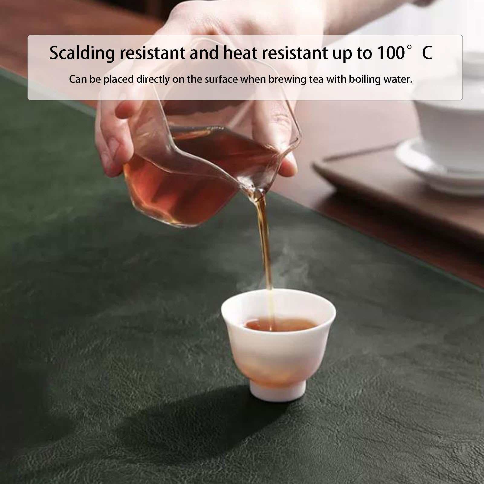 Camino de mesa de piel sintética, impermeable, decorativo, fácil de limpiar, mantel de té para sala de estar o mesita de noche, decoración del hogar