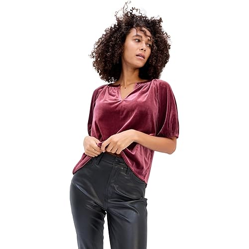 GAP Women's Short Puff Sleeve Top Blouse Shirt