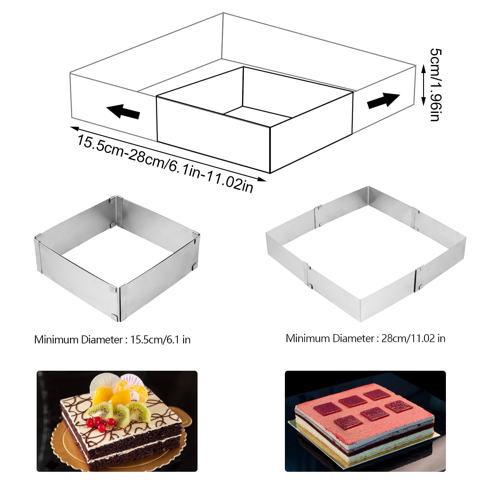 Verstelbare taartring met klem 17 tot 30 cm x 15 cm - Alles voor de thuisbakker