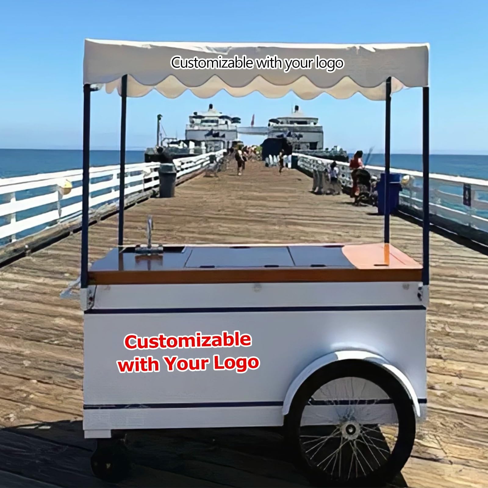 PortabFooCart creativo con tettoia 4 ruote Bancarelle di caffè Cabine del mercato nero 180 cm contenitori Sto per festival eventi e catering
