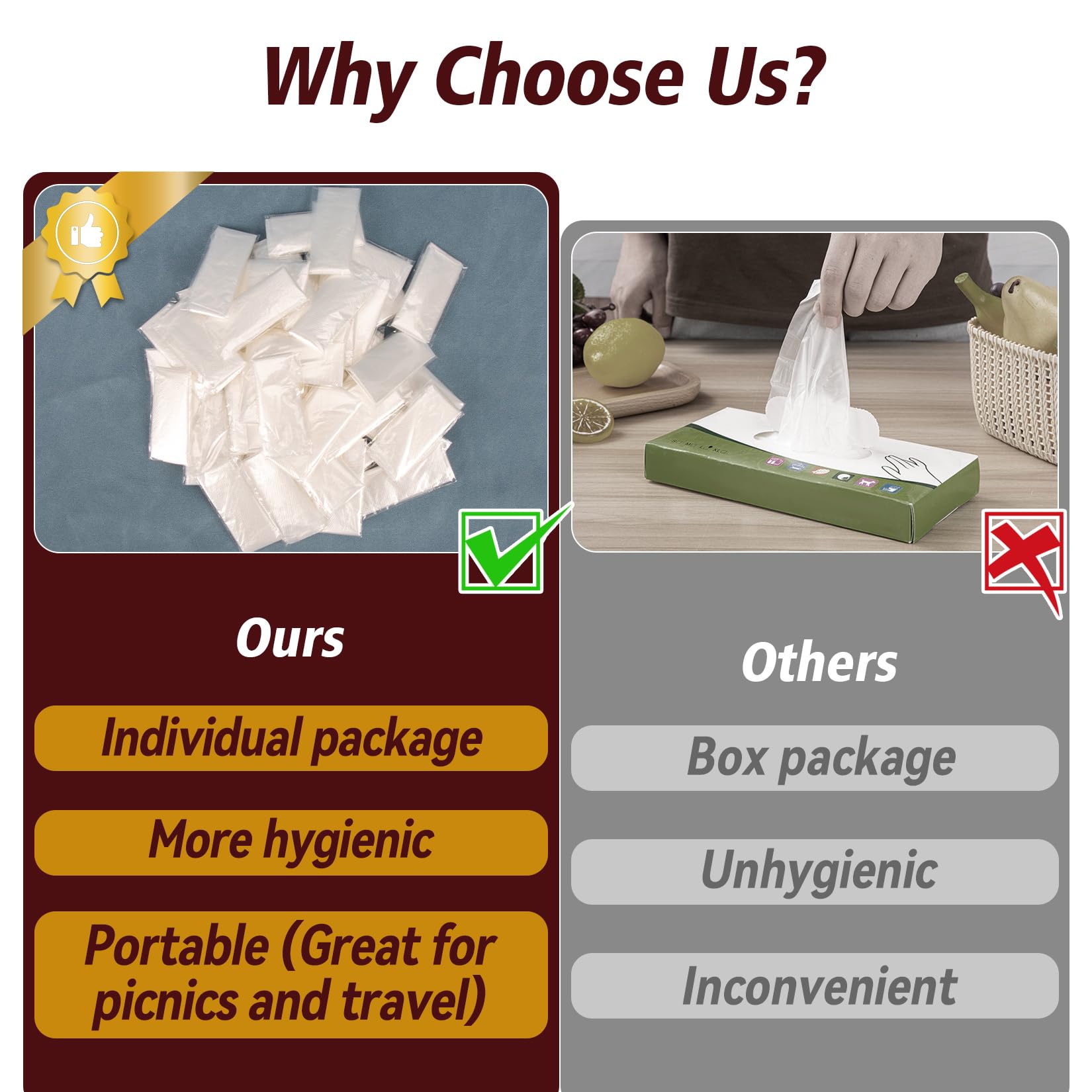 MAQIHAN 100pcs(50prs) Disposable Plastic Gloves - Thickened Food Safe Handling Food Prep Service Gloves Clear Food Handler Cooking Serving Kitchen Restaurant Hair Dye Individual Package