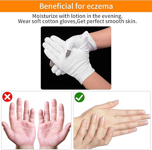 Miniatura 8 de Molain 2 pares de guantes hidratantes para pantalla táctil, guantes hidratantes para dormir durante la noche, curar eccema, loción para dormir,