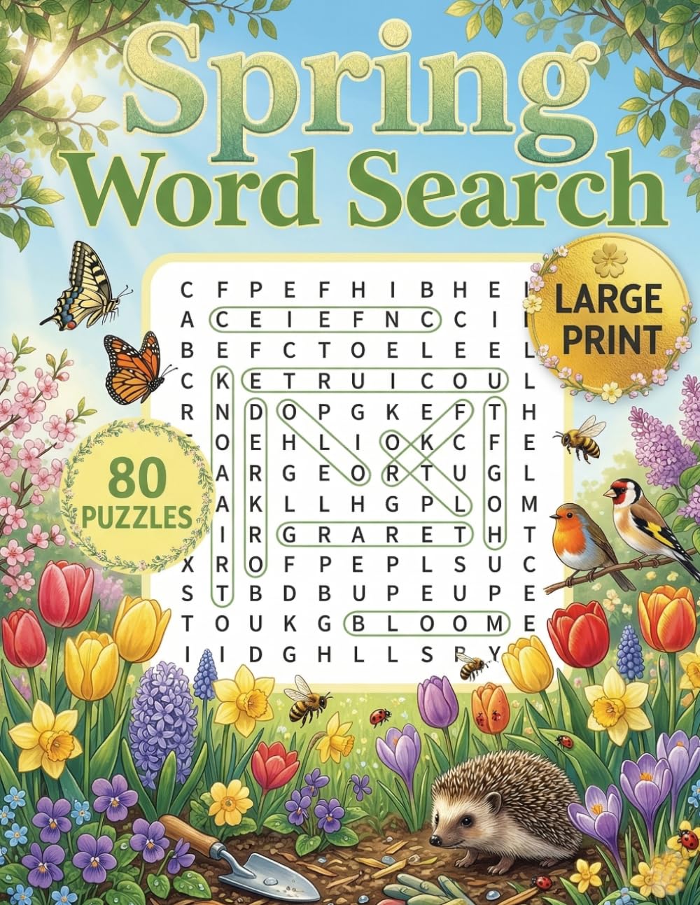 Spring Word Search for Adults Large Print: 80 Themed Puzzles, Coloring Pages & Mazes | A Relaxing Brain Workout to Celebrate the Season